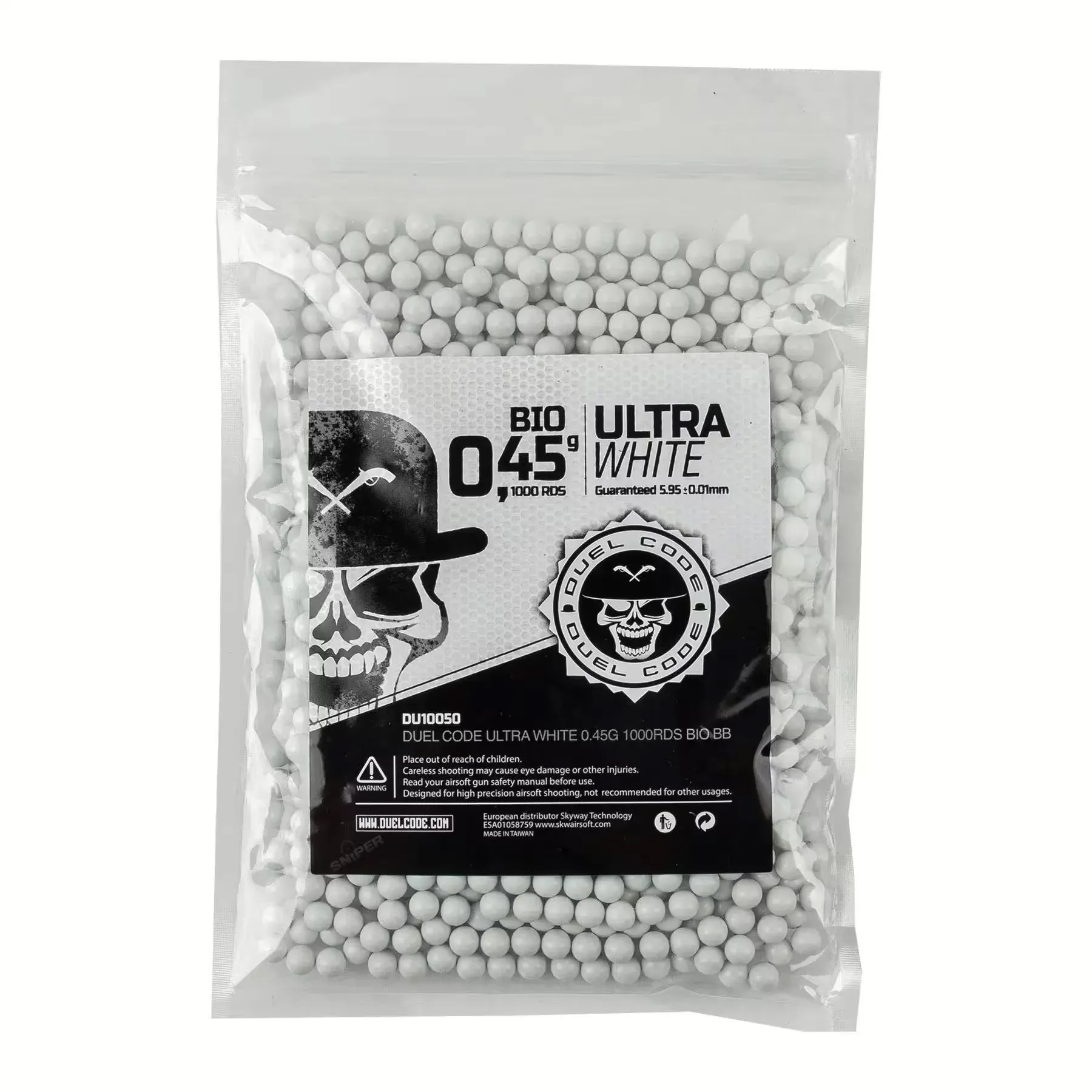 Duel Code Ultra White Bio BBs 0,45g, 1000rds Duel Code Ultra White Bio BBs 0,45g, 1000rds