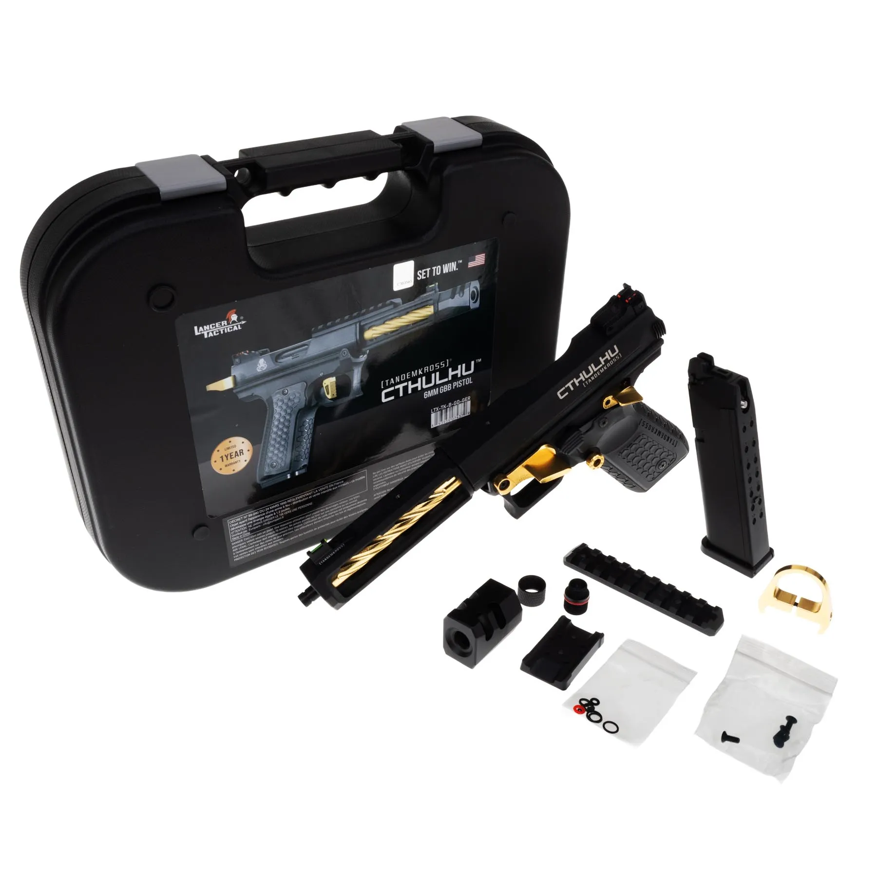 Lancer Tandemkross Cthulhu GBB Softair Pistole, Black/Gold