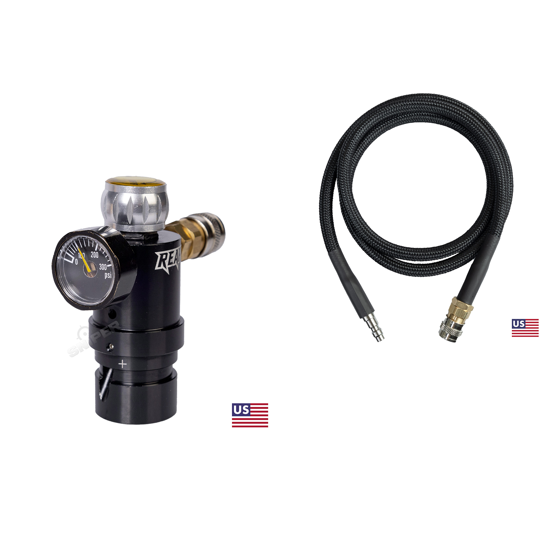 Reapo Twister Micro Regulator w/ Valve & 40" Black Remote Line, US Version