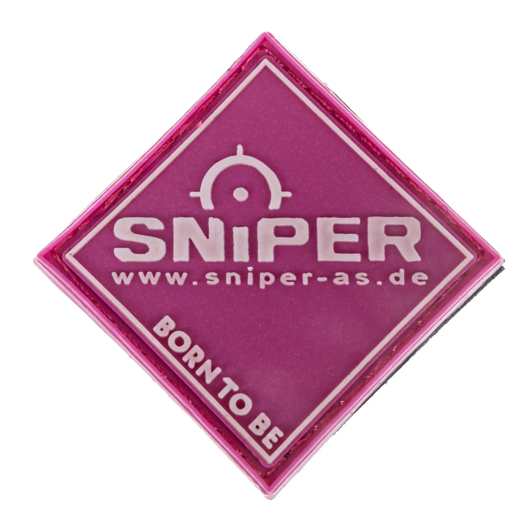 Square Sniper 3D Glow in Dark Rubber Patch, Pink