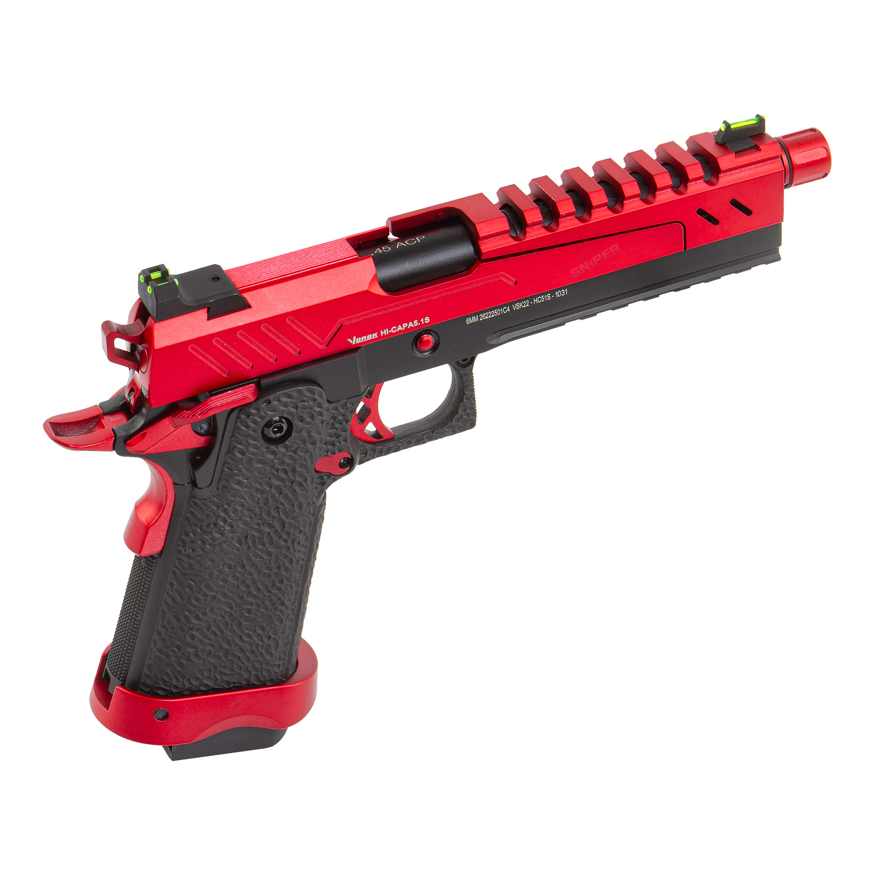 Vorsk Hi-Capa 5.1 Red/Black Split Slide GBB Softair Pistole