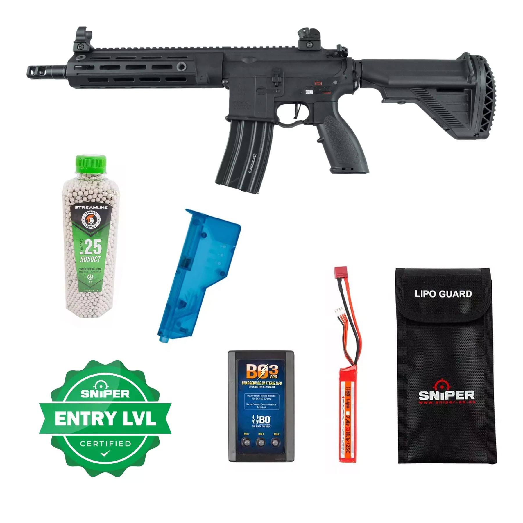 Einsteiger Set #1 - BO Delta 595 Elite Pro Full Metal M4 ETU 11" (S)AEG, Black