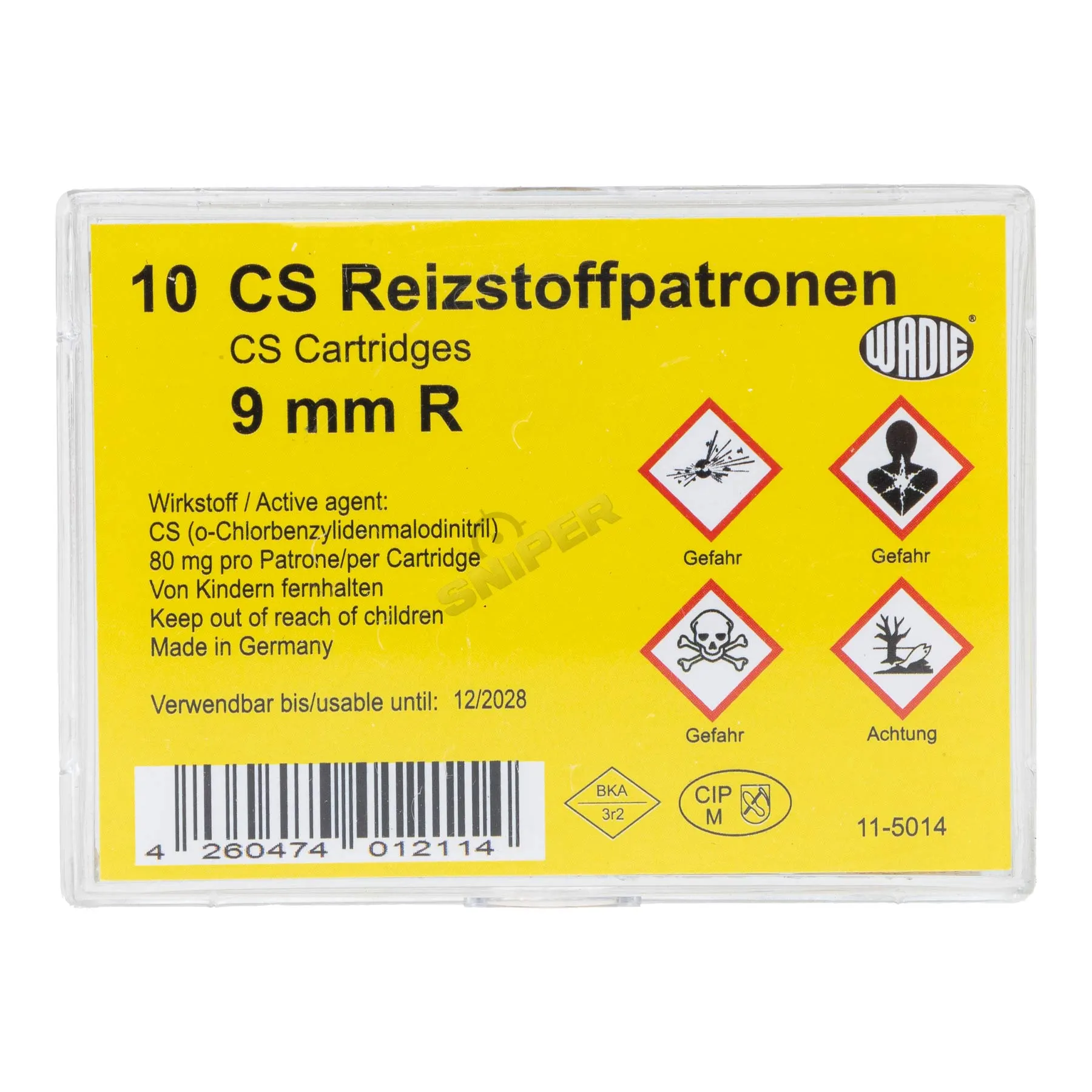 Wadie CS 9mm Gaspatronen für Revolver, 10 Stück Wadie CS 9mm Gaspatronen für Revolver, 10 Stück