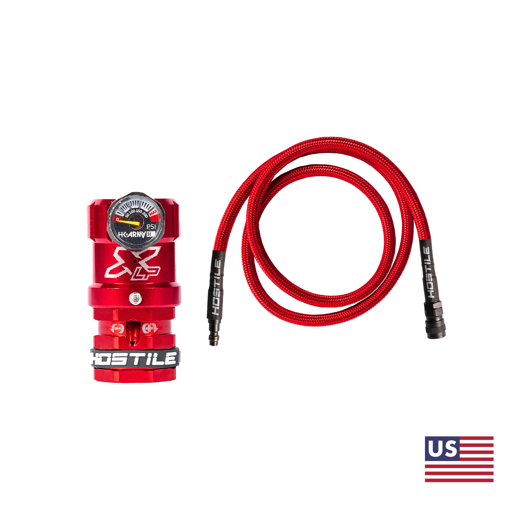Hostile LXP Regulator Side Port w/ AWS Flex Line 42", Red