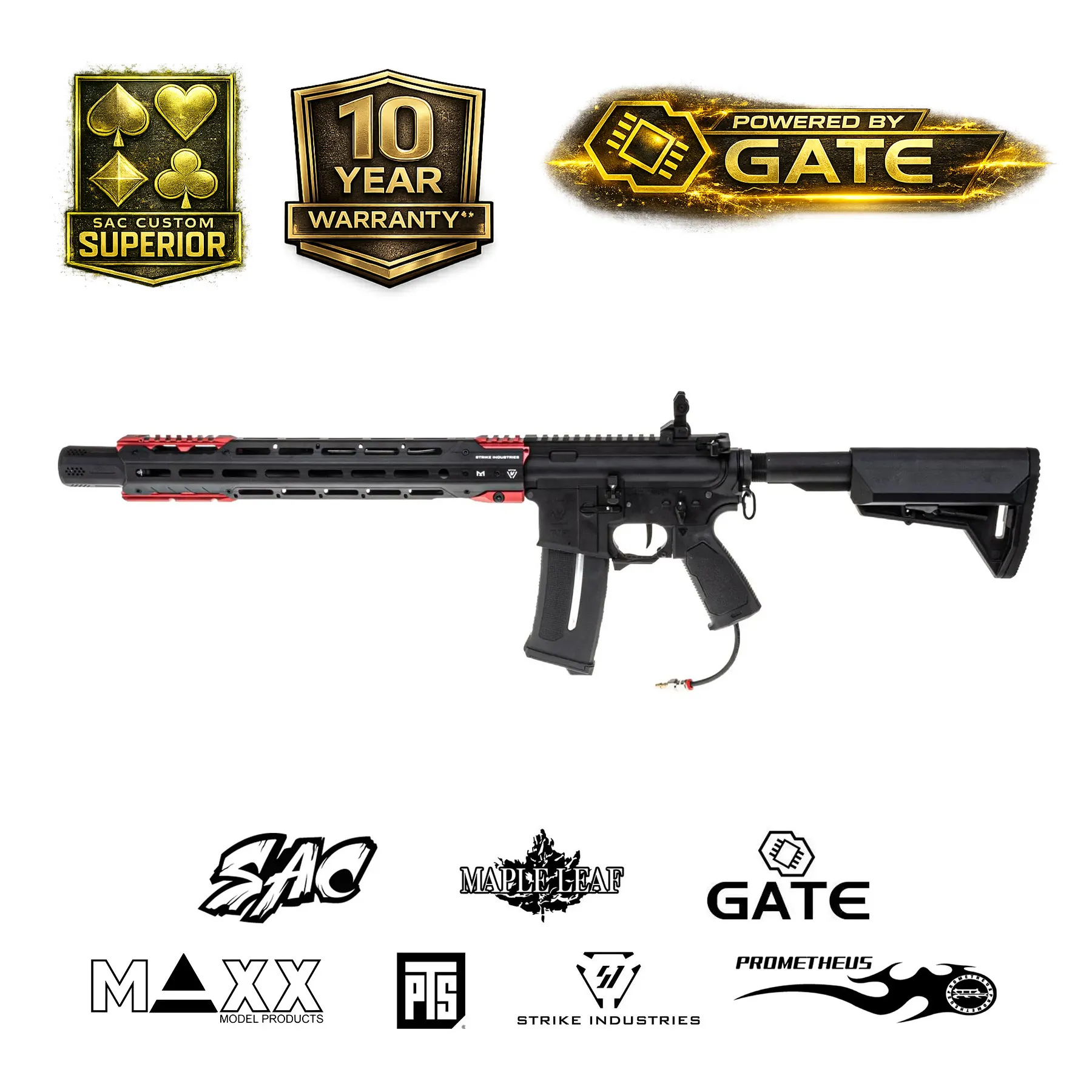 SAC x Pulsar D2 Strike Industries Gridlock 15", Black/Red