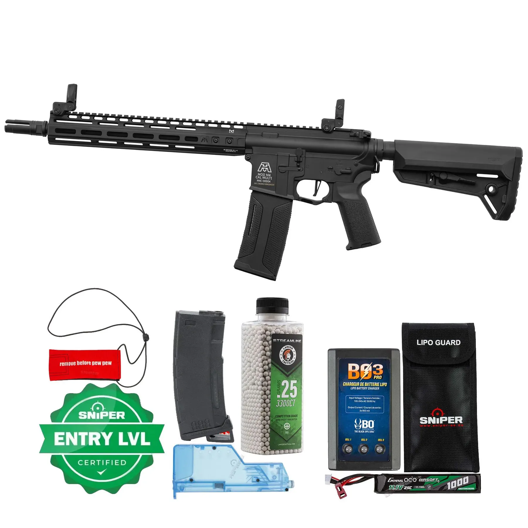 Einsteiger Set #1 - Lancer x BG MK2 12" Gen3 Nebula ETU (S)AEG, Black