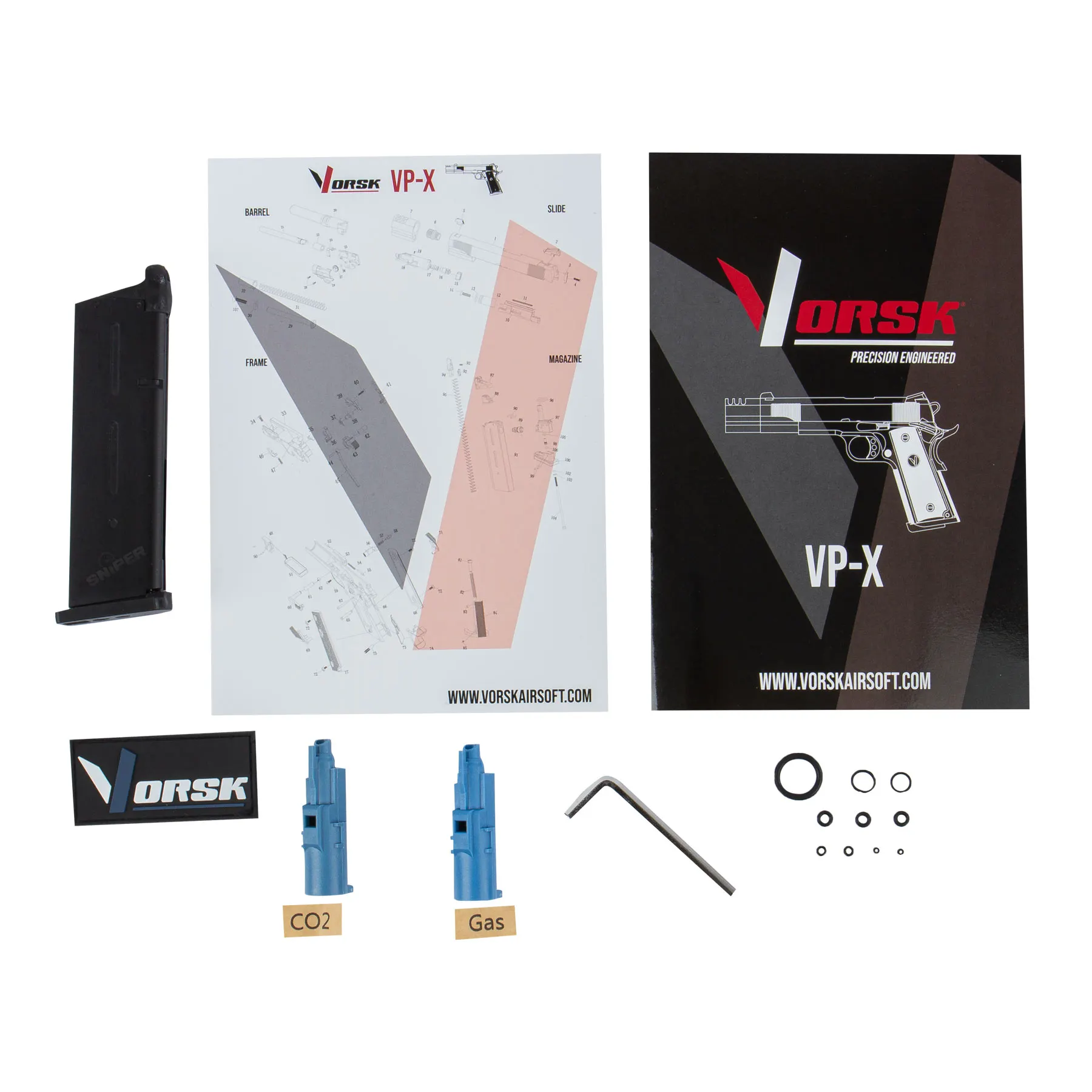 Vorsk VP-X Full Metal Chrome GBB Softair Pistole Vorsk VP-X Full Metal Chrome GBB Softair Pistole