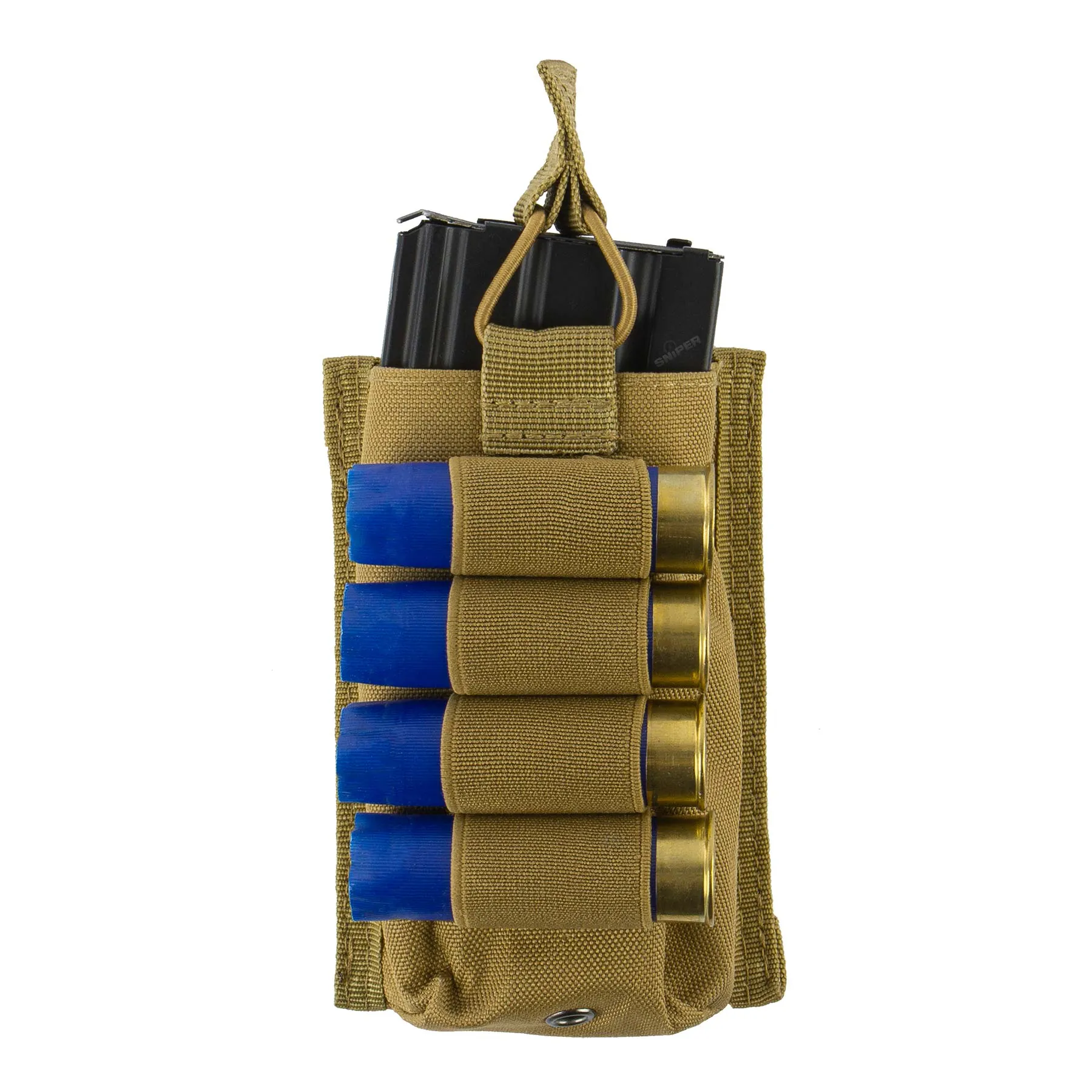 Single M4 Mag Pouch inkl. Shotgun Holder, Tan Single M4 Mag Pouch inkl. Shotgun Holder, Tan
