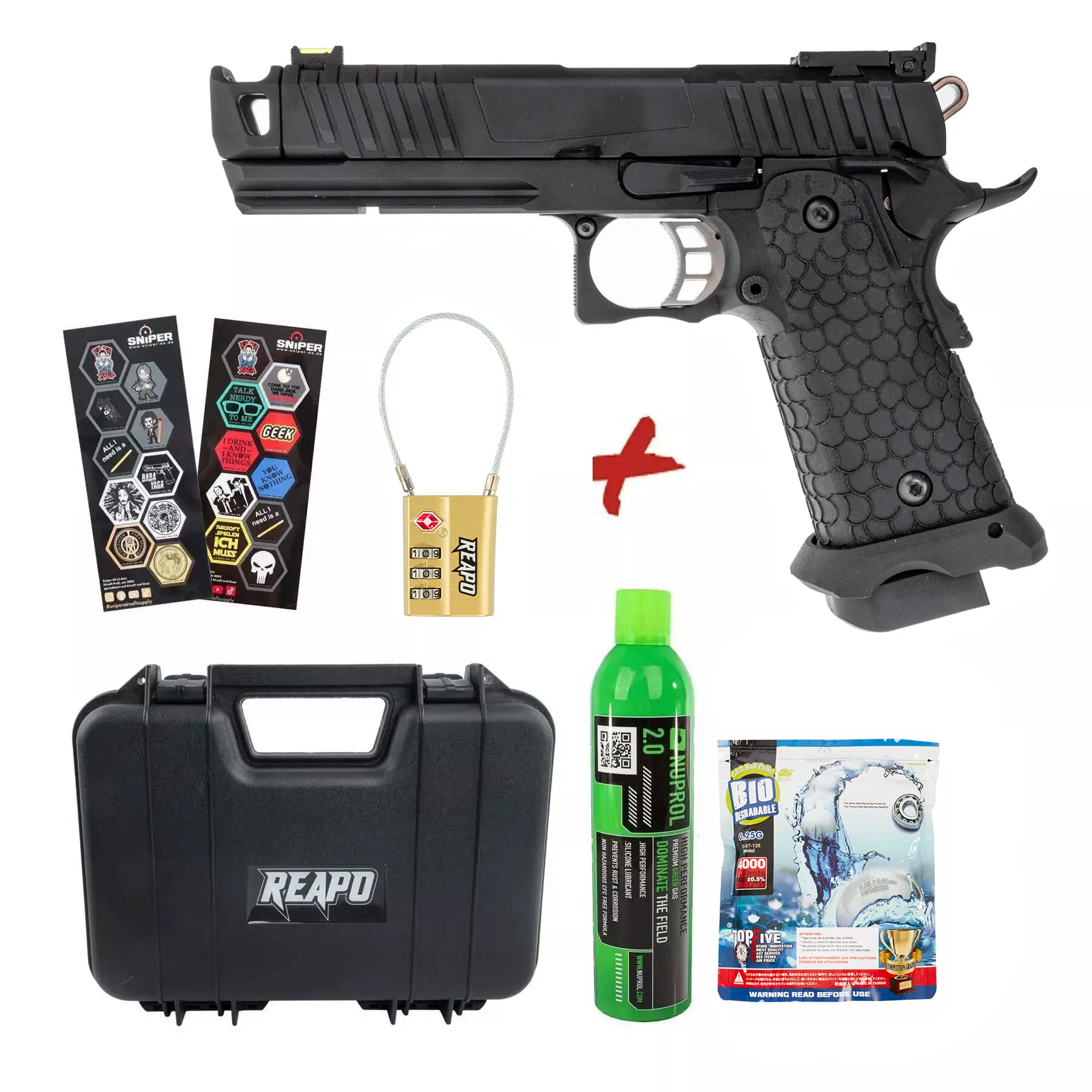 Bundle Deal #1 - Reapo Trokia MKII GBB Airsoft Pistole, Black Bundle Deal #1 - Reapo Trokia MKII GBB Airsoft Pistole, Black