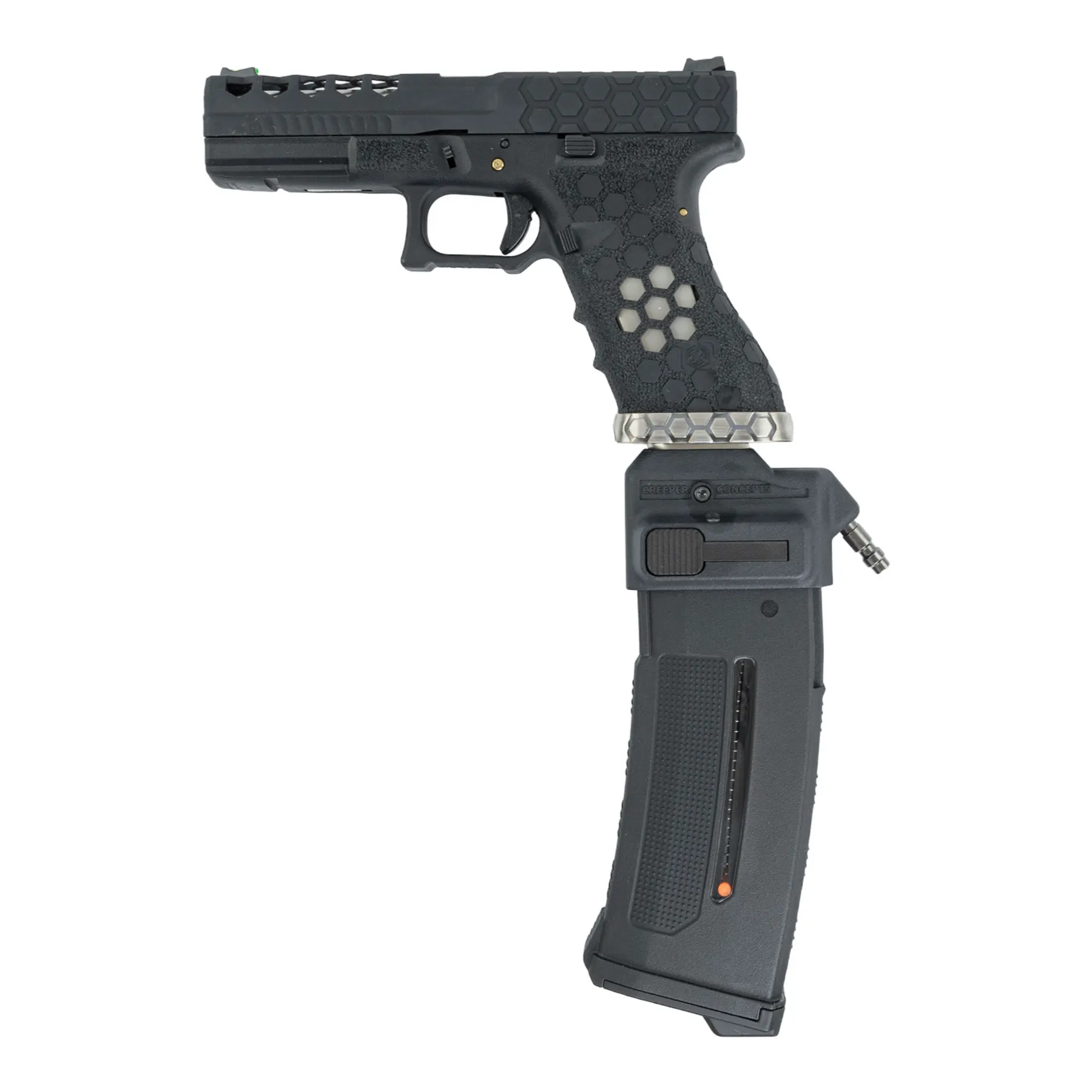 HPA Set SAC VX0101 + Bottle + Creeper HPA US Softair Pistole HPA Set SAC Custom VX0101 Hex Cut HPA US Softair Pistole