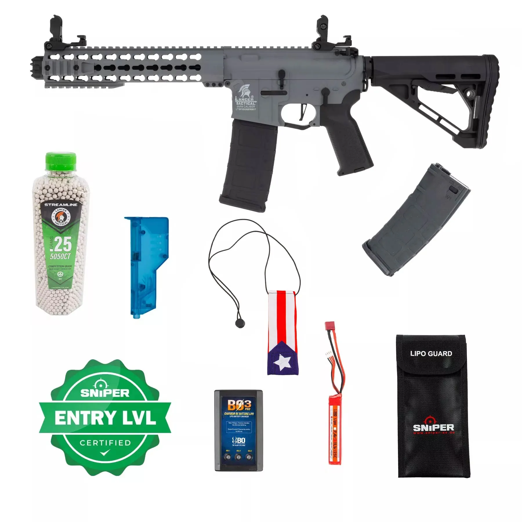 Einsteiger Set #1 - Lancer LT-19 Keymod Gen 3 (S)AEG, Gray Einsteiger Set #1 - Lancer LT-19 Keymod Gen 3 (S)AEG, Gray