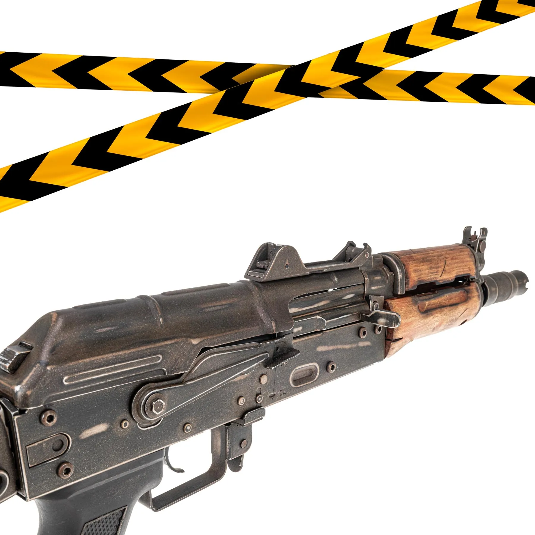 B-Ware APS AK 74U Battle Worn Style (S)AEG, Real Wood