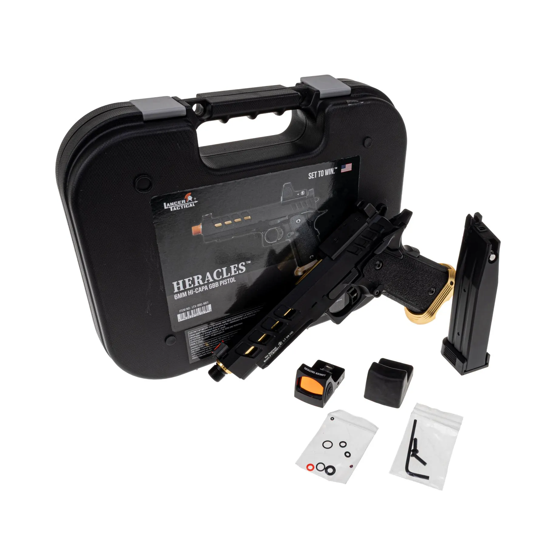 Lancer Tactical Heracles RMR Hi-Capa GBB Softairpistole, Black & Gold