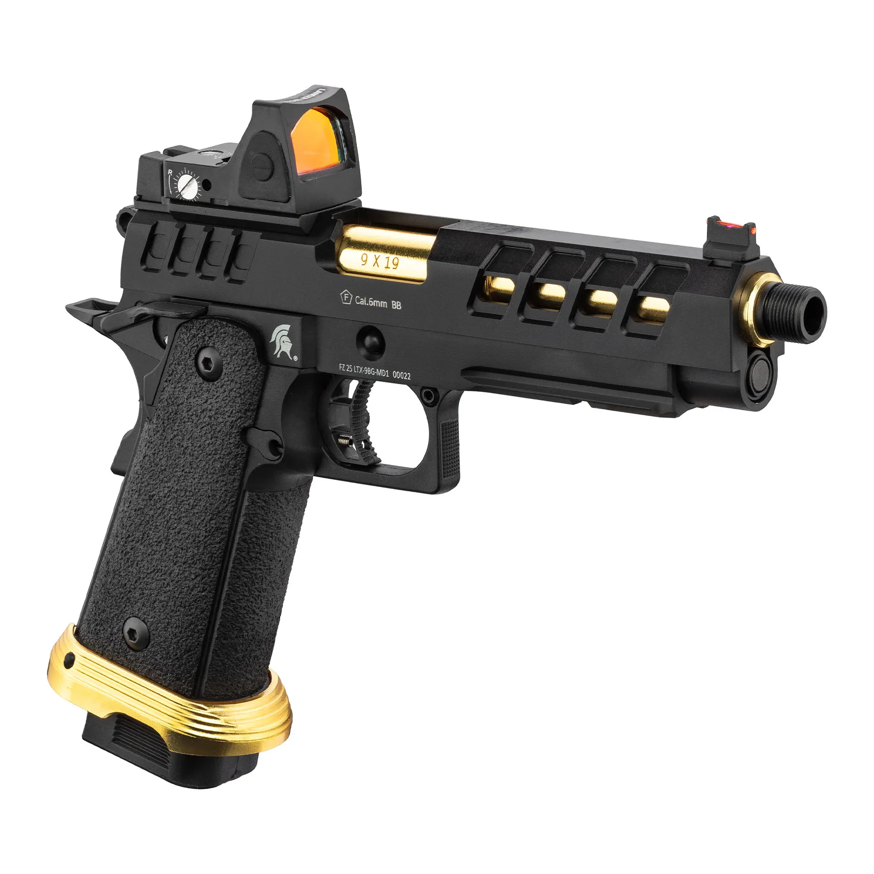 Lancer Tactical Heracles RMR Hi-Capa GBB Softairpistole, Black & Gold