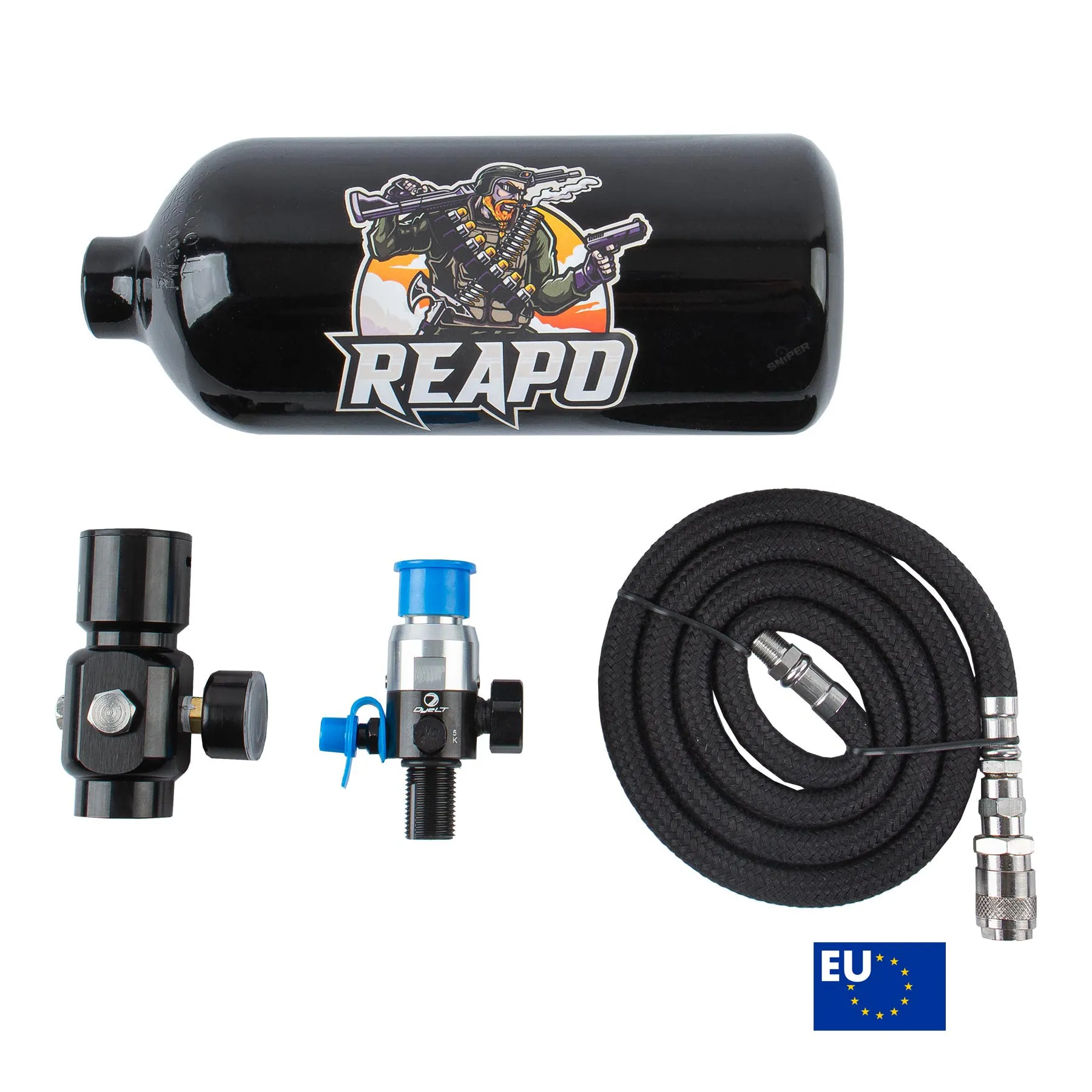 Complete HPA Set, Regulator, 0,8l Bottle, EU Line Complete HPA Set, Regulator, 0,8l Bottle, EU Line
