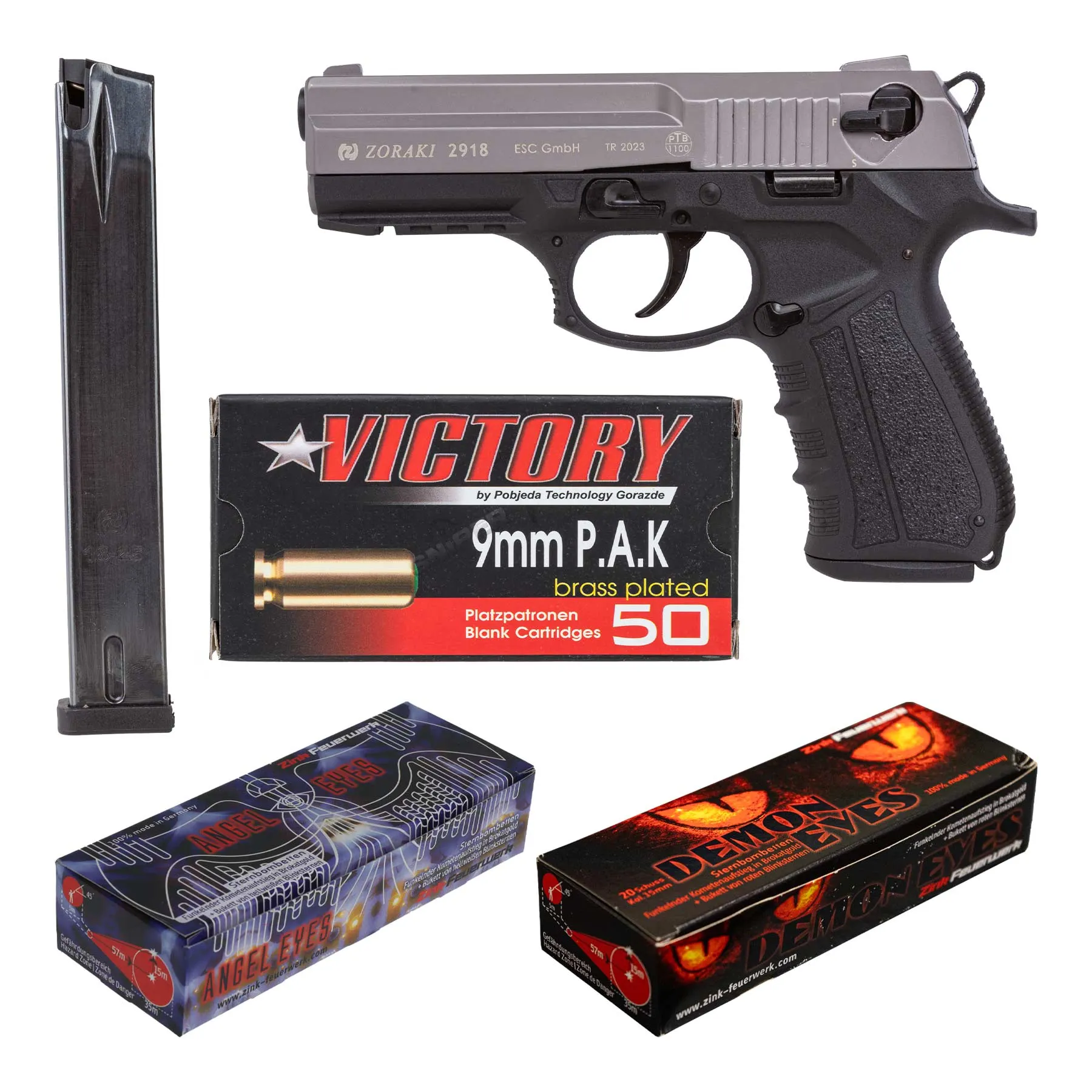 Silvester Bundle #1 Zoraki 2-918 9mm P.A.K. Schreckschusspistole, Titan Silvester Bundle #1 Zoraki 2-918 9mm P.A.K. Schreckschusspistole, Titan