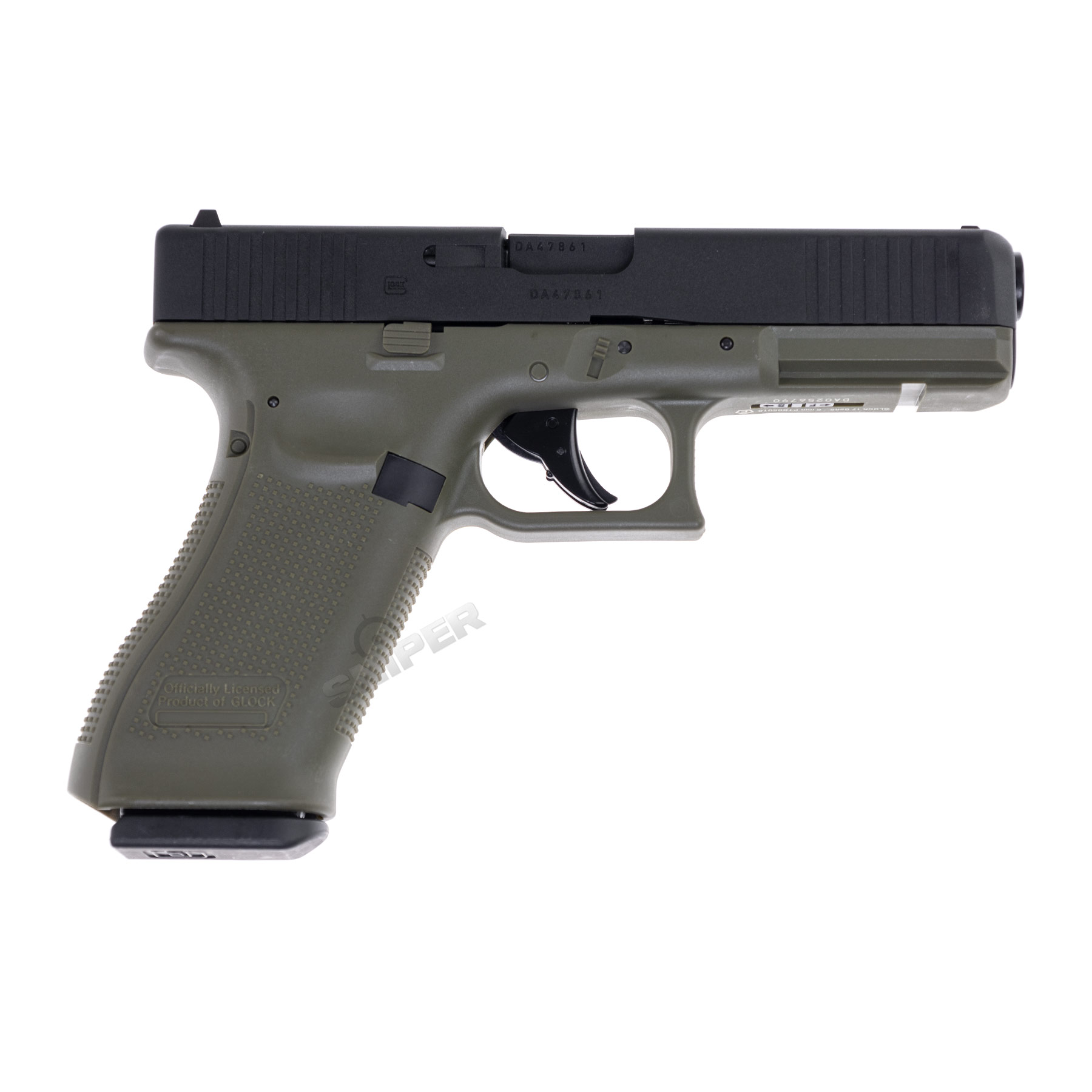 Glock 17 Gen 5 GBB Softair Pistole, Black/Green