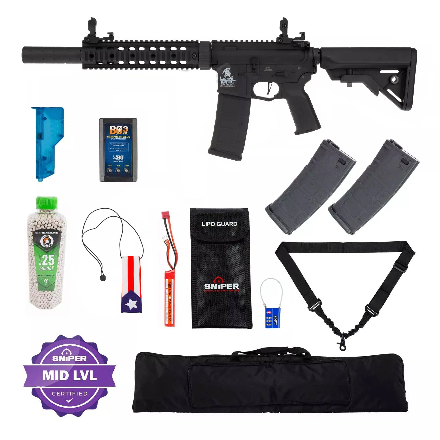 Einsteiger Set #3 - Lancer M4 SD Combo 14,5" w/ Nebula ETU (S)AEG, Black