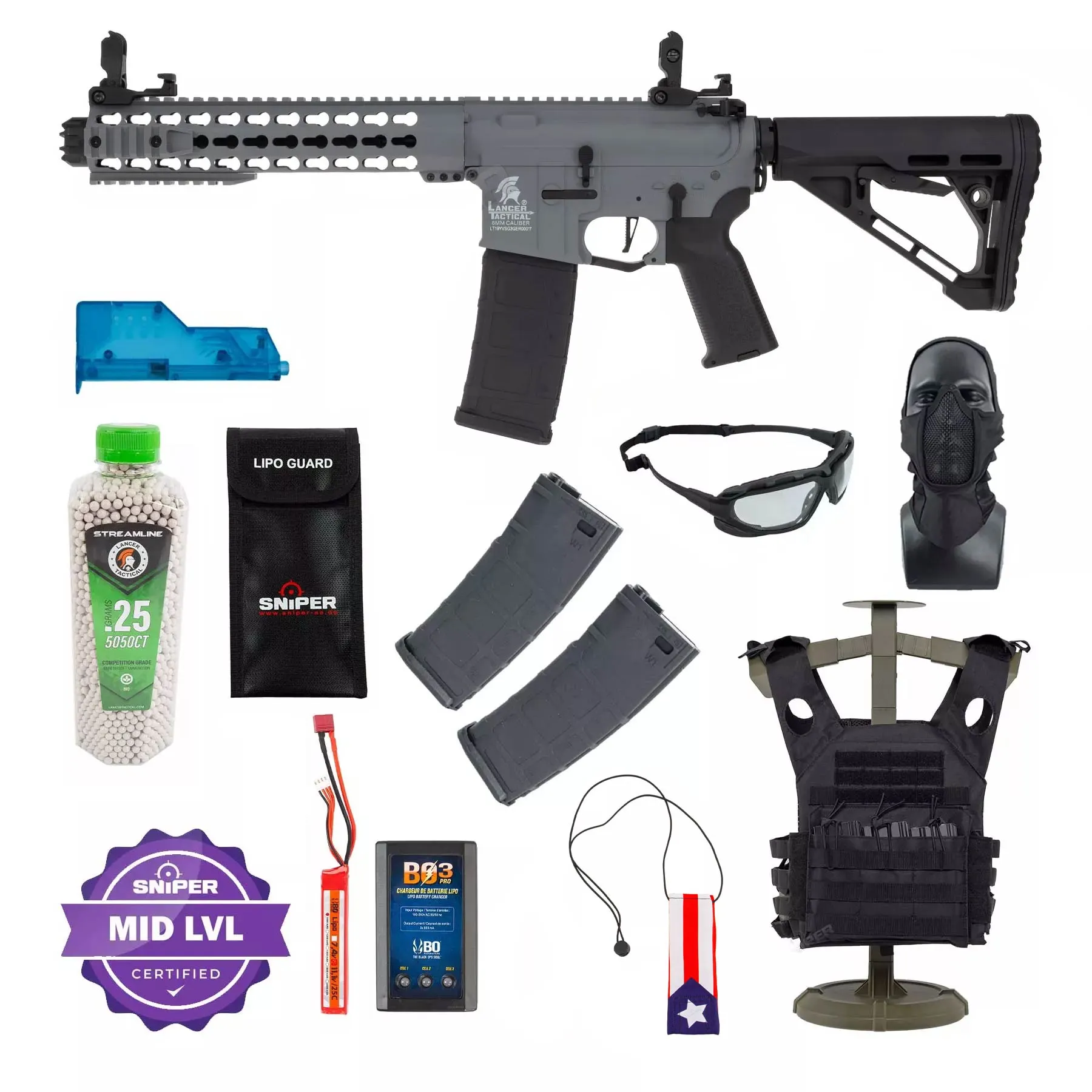 Einsteiger Set #2 - Lancer LT-19 Keymod Gen 3 (S)AEG, Gray