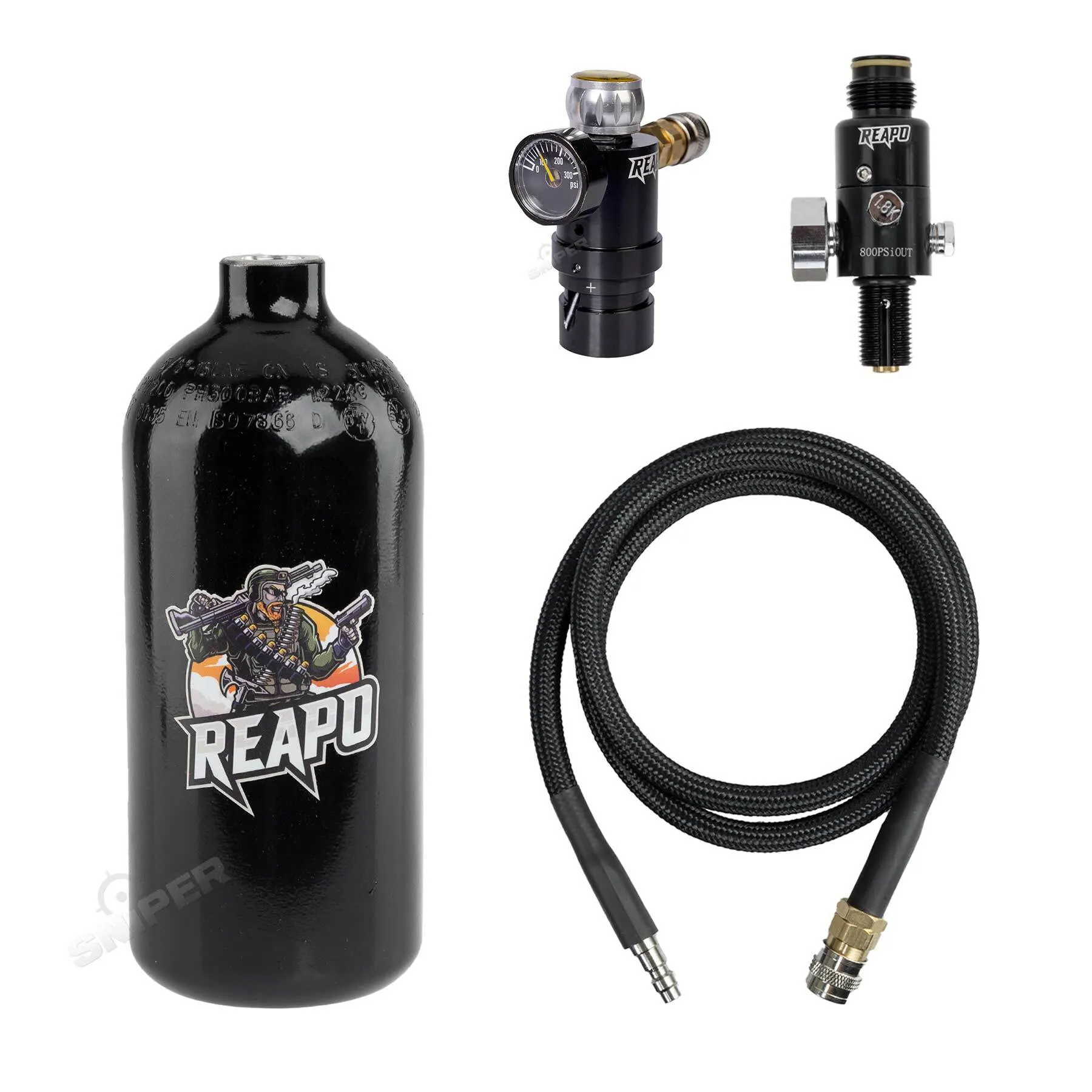 Reapo Twister Micro Regulator Complete HPA Set Black, US Version