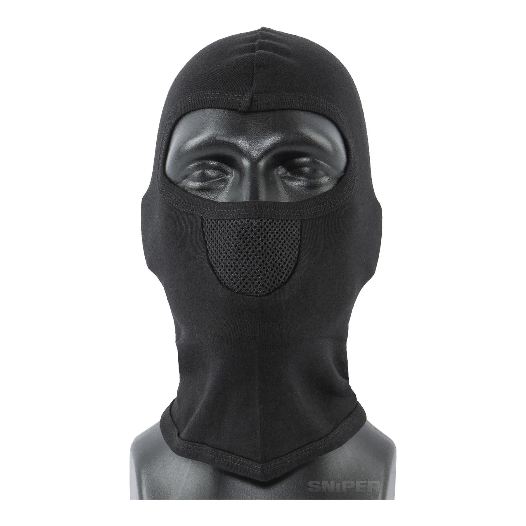 Balaclava mit Netzeinsatz, Schwarz Balaclava mit Netzeinsatz, Schwarz