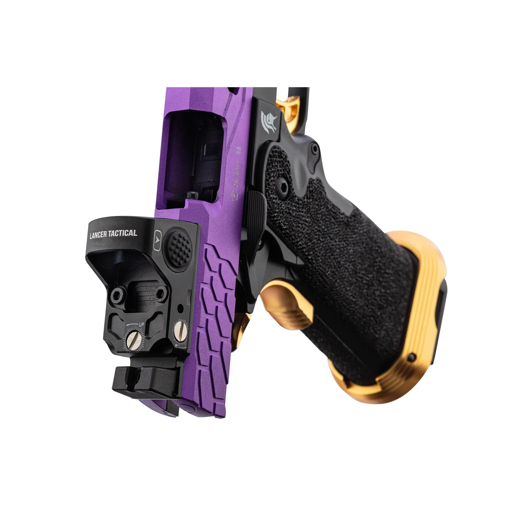 Lancer Tactical LTX-7B Stryk RMR Hi-Capa GBB Softairpistole, Purple & Gold