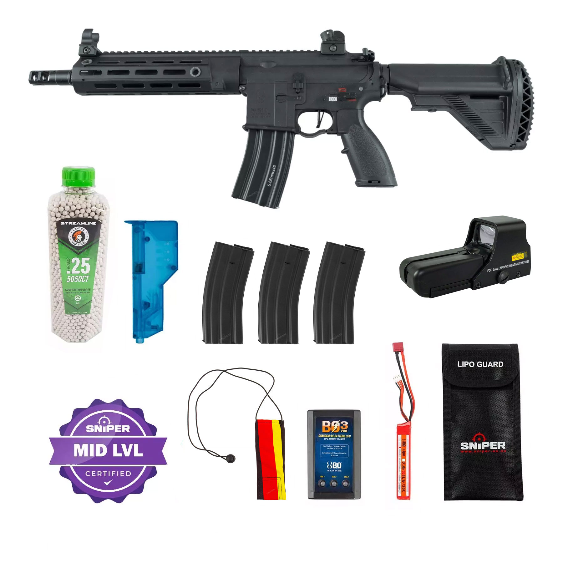 Einsteiger Set #2 - BO Delta 595 Elite Pro Full Metal M4 ETU 11" (S)AEG, Black