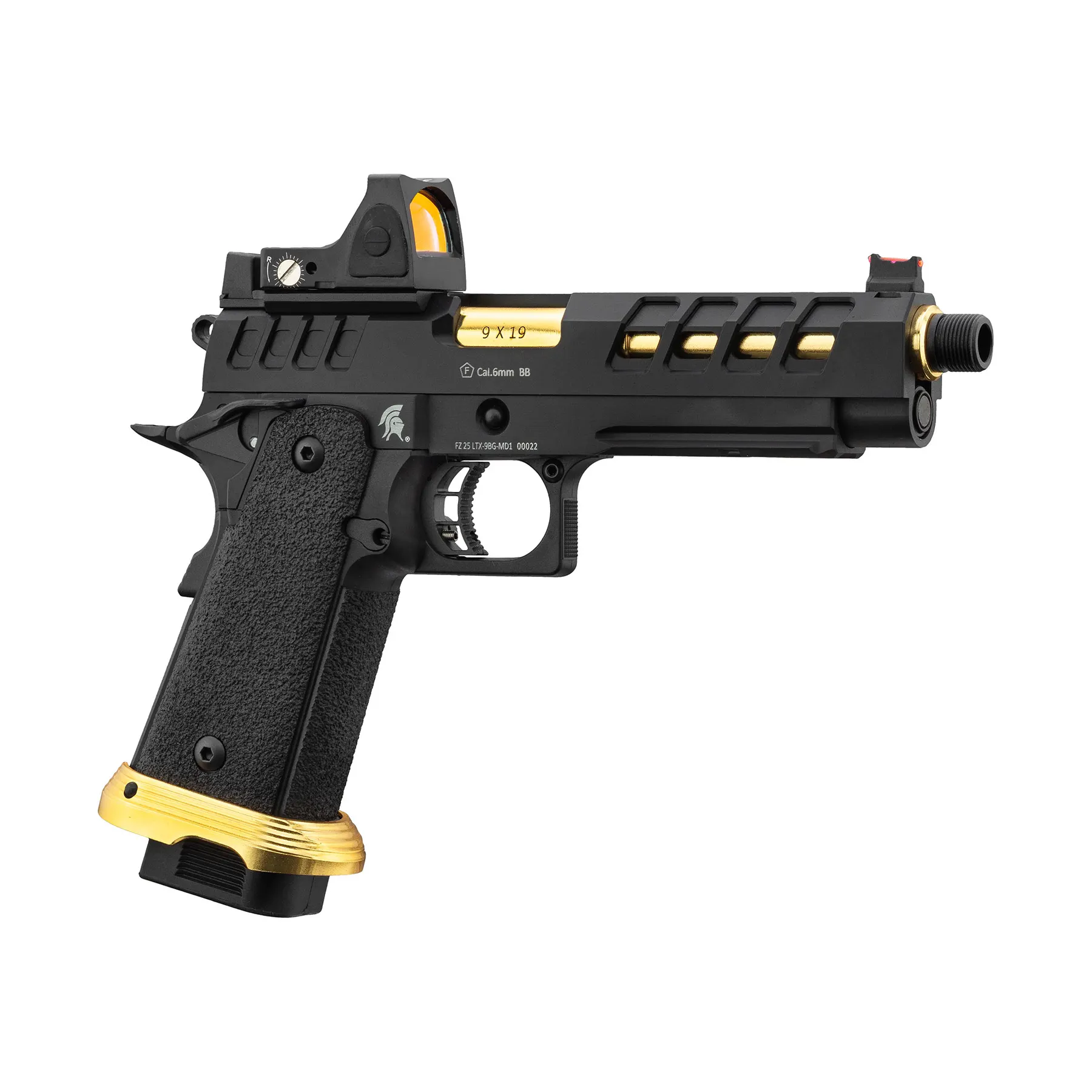 Lancer Tactical Heracles RMR Hi-Capa GBB Softairpistole, Black & Gold