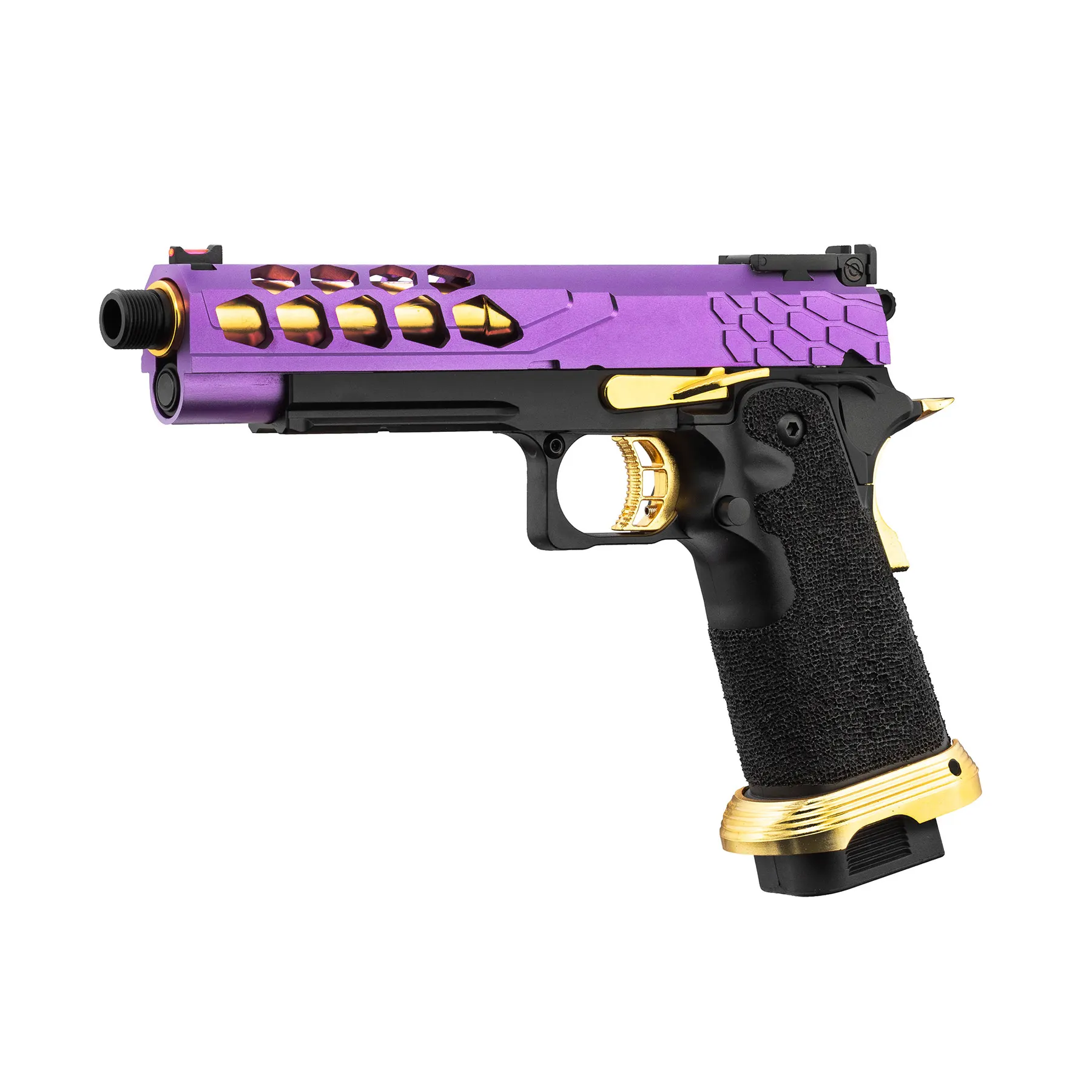 Lancer Tactical LTX-7B Stryk Hi-Capa GBB Softairpistole, Purple & Gold
