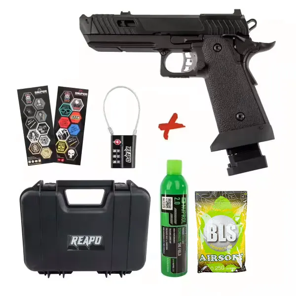 Bundle Deal #1 - Reapo Dark Viper Hi-Capa Softair Pistole, Co2 und Gas