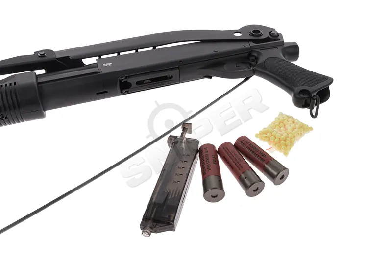 M870 Police Folding Tri-Shot Spring Shotgun, Black