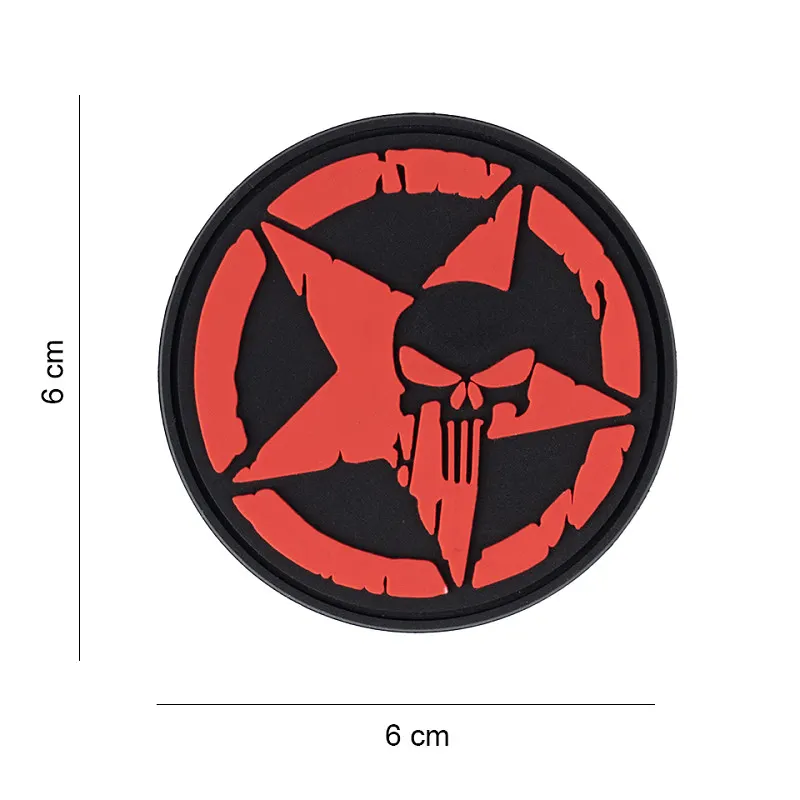 3D PVC Patch Allied Punisher Star, Red