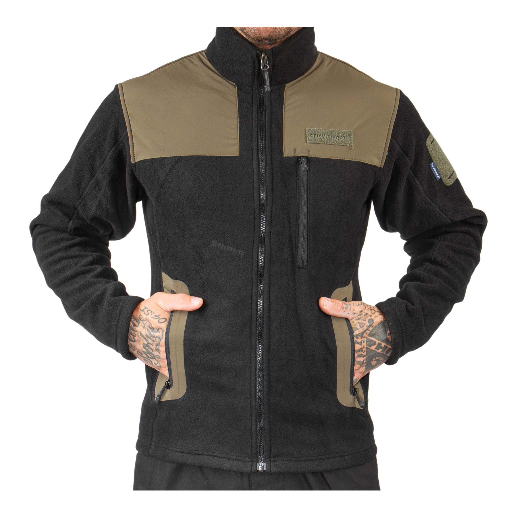 Emerson Gear Fleece Jacke, Tan / Black