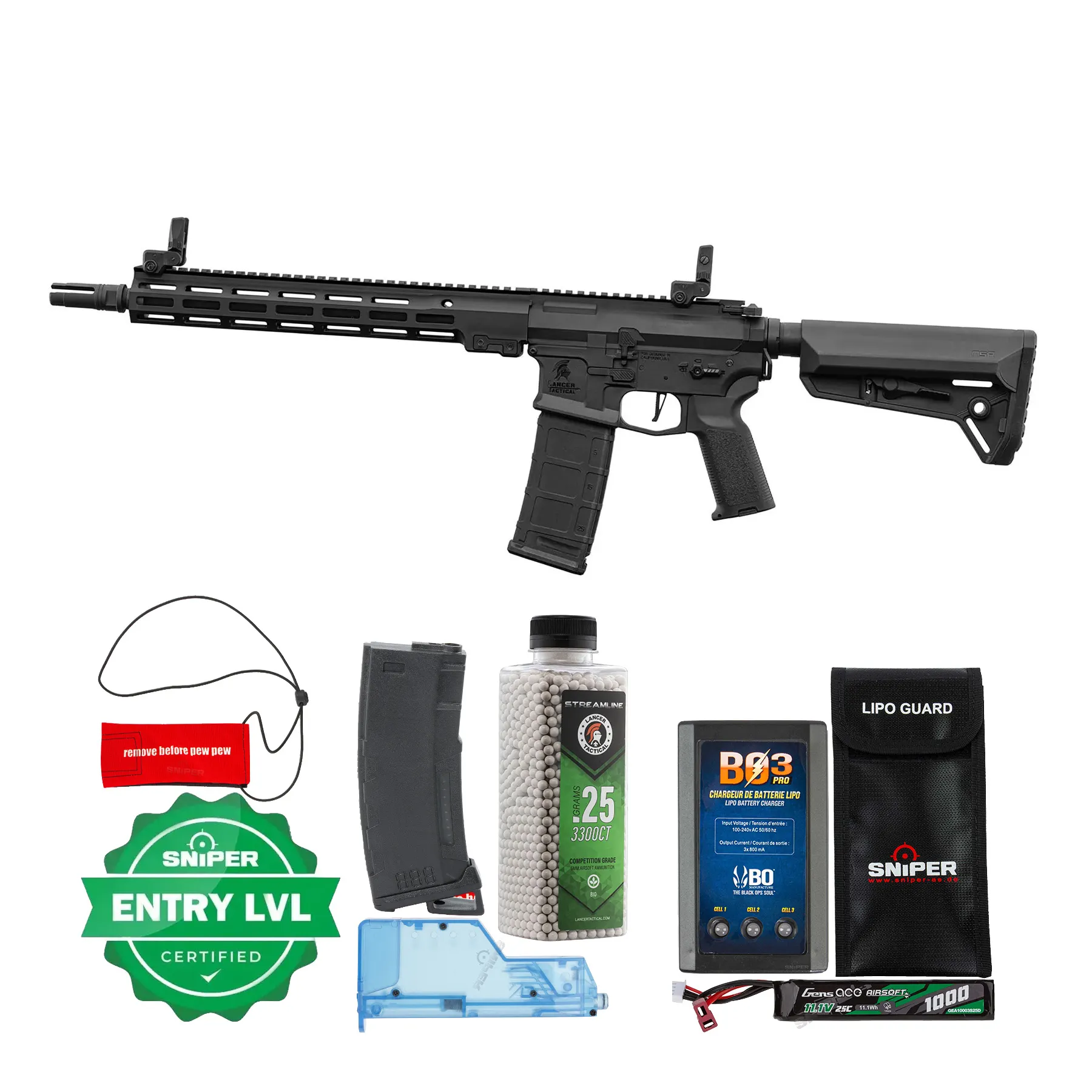 Einsteiger Set #1 - Lancer LT-44 Stalker 12" NSR w/ Nebula ETU (S)AEG, Black