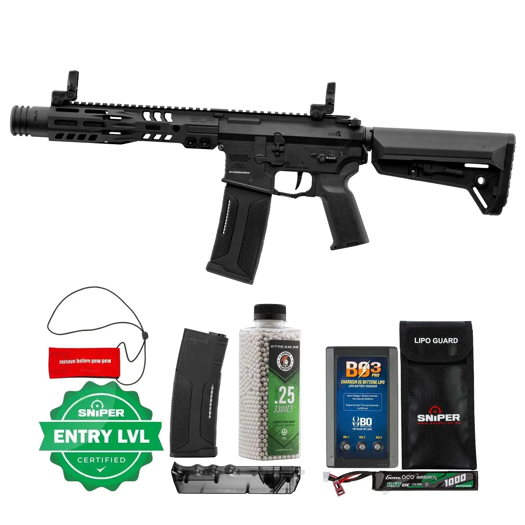 Einsteiger Set #1 - Lancer Tactical SLR 9" Gen.4 w/ Aster ETU (S)AEG, Black
