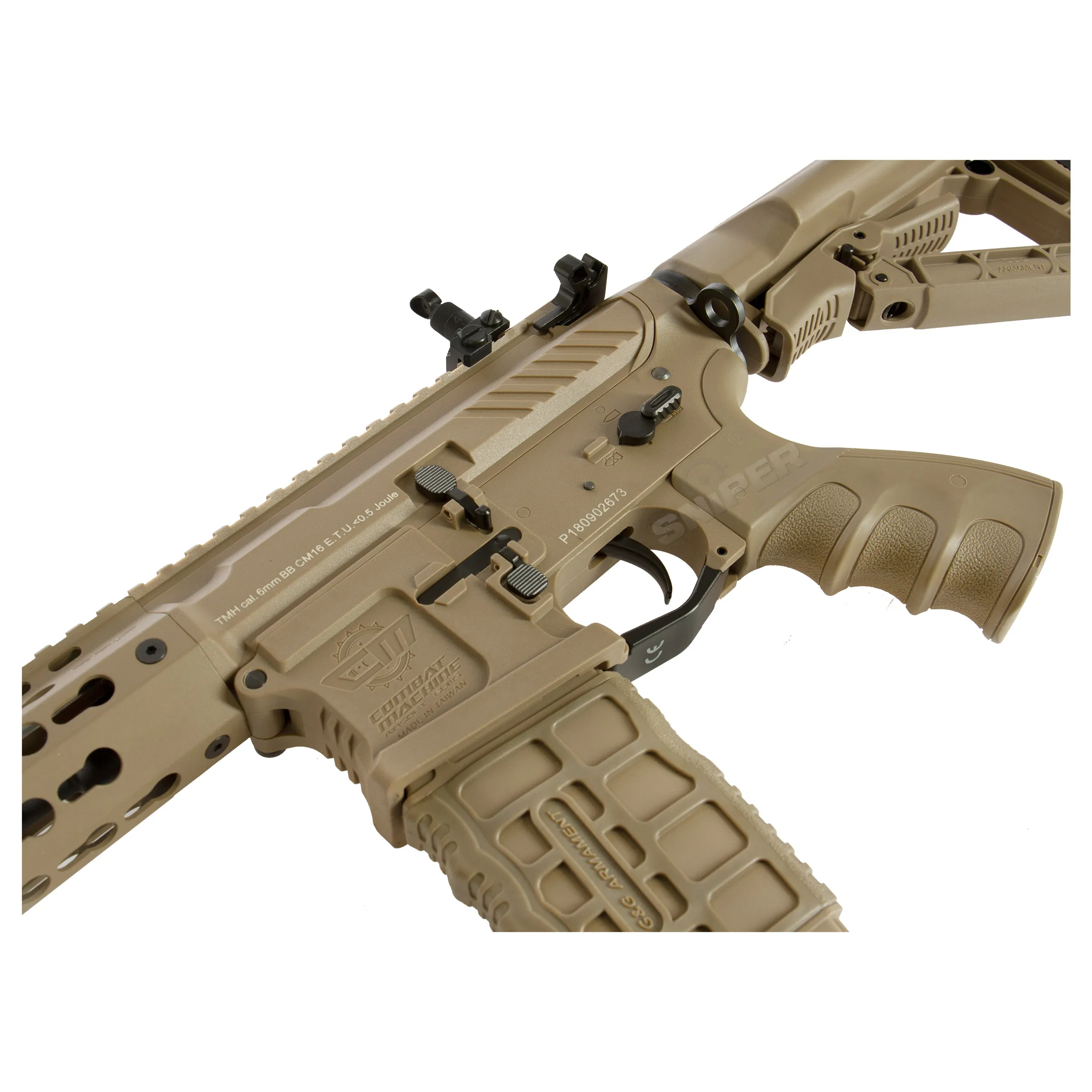 CM16 SRS ETU 0,5 Joule Desert, AEG Softair Gewehr