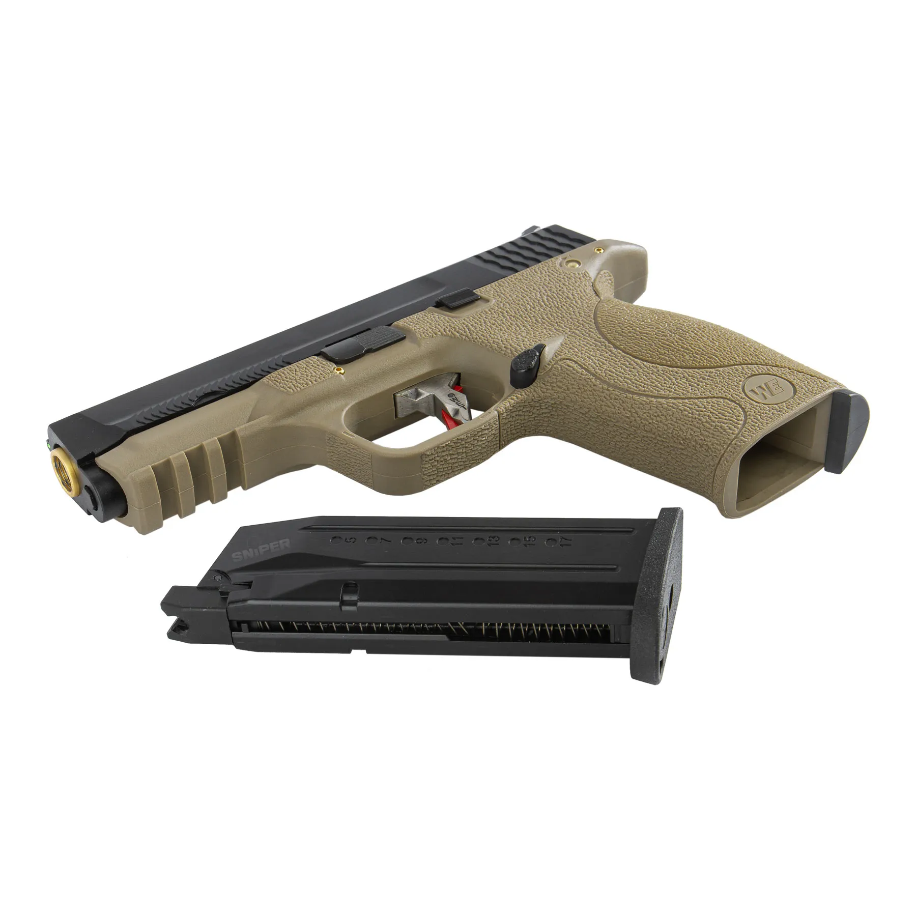 WE WET 05 BK Gold Barrel Full Metal FDE GBB Softair