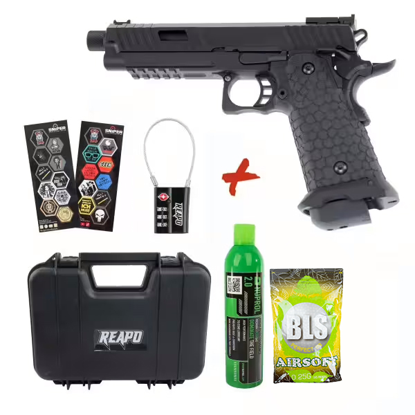 Bundle Deal #1 - Reapo BABA YAGA Dark Side Hi-Capa Softair Pistole, CO2 und Gas