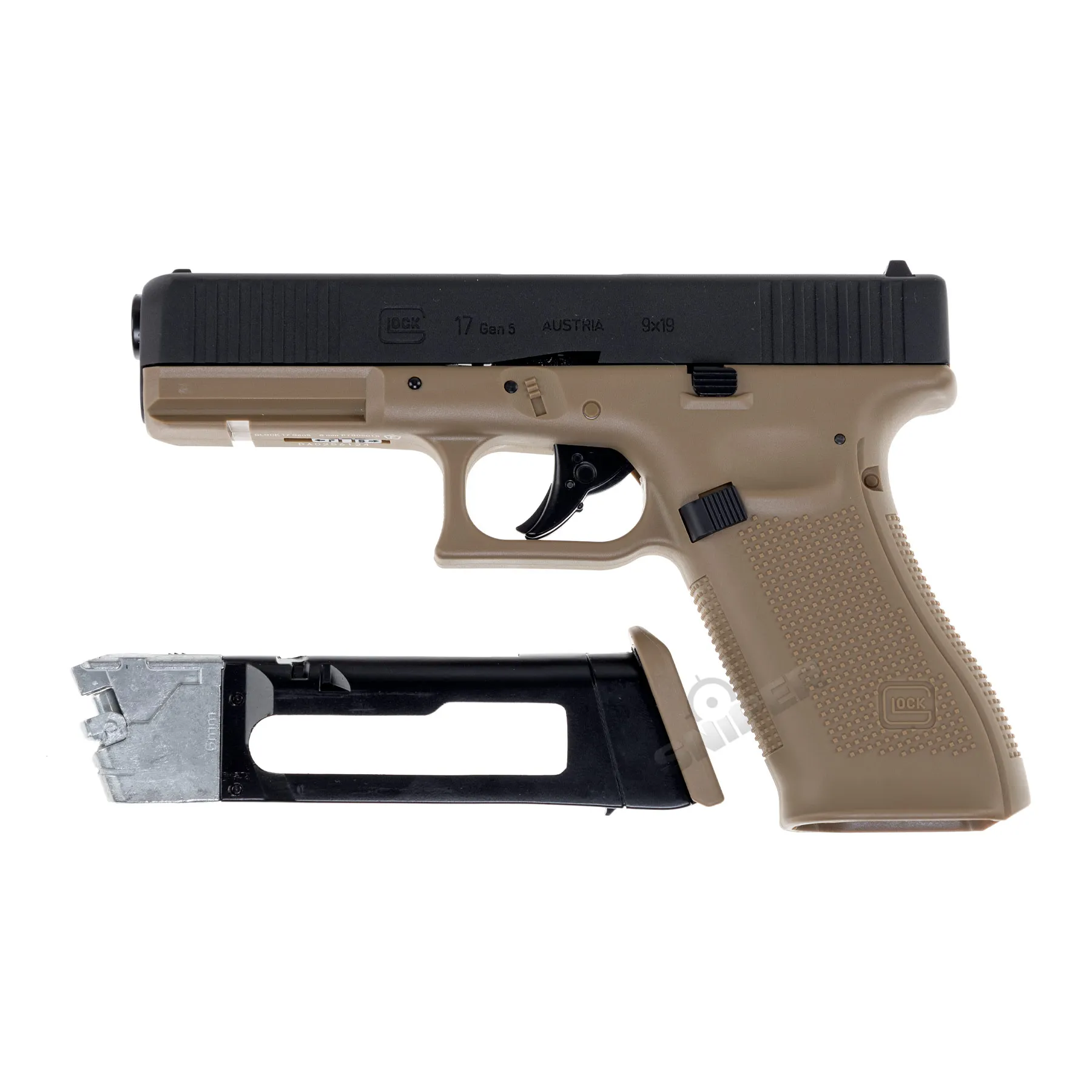 Glock 17 Gen 5 GBB Softair Pistole, Black/Tan Glock 17 Gen 5 GBB Softair Pistole, Black/Tan