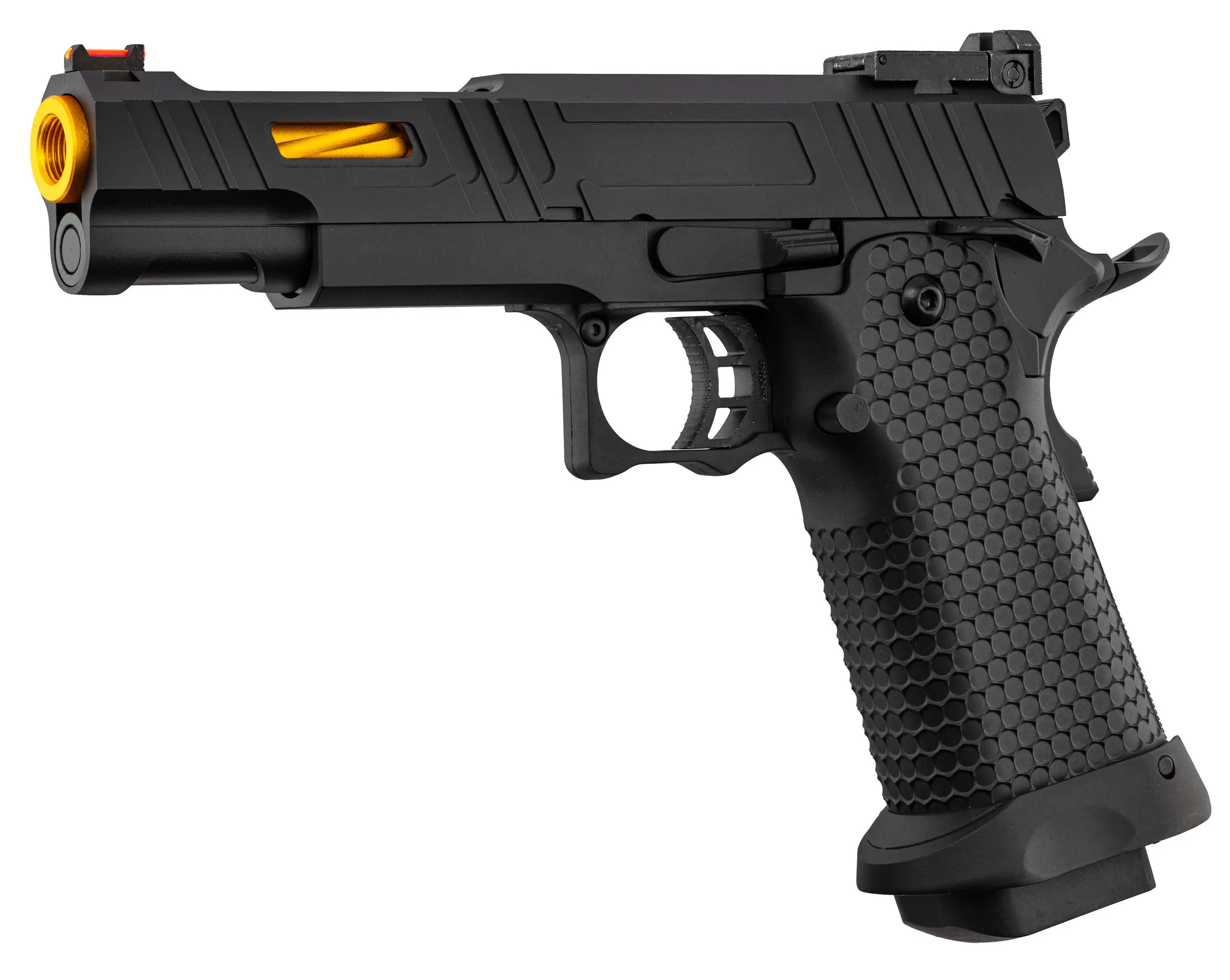 Golden Eagle 5.1 Hi-Capa Thread GBB Airsoft Pistole, Black/Gold