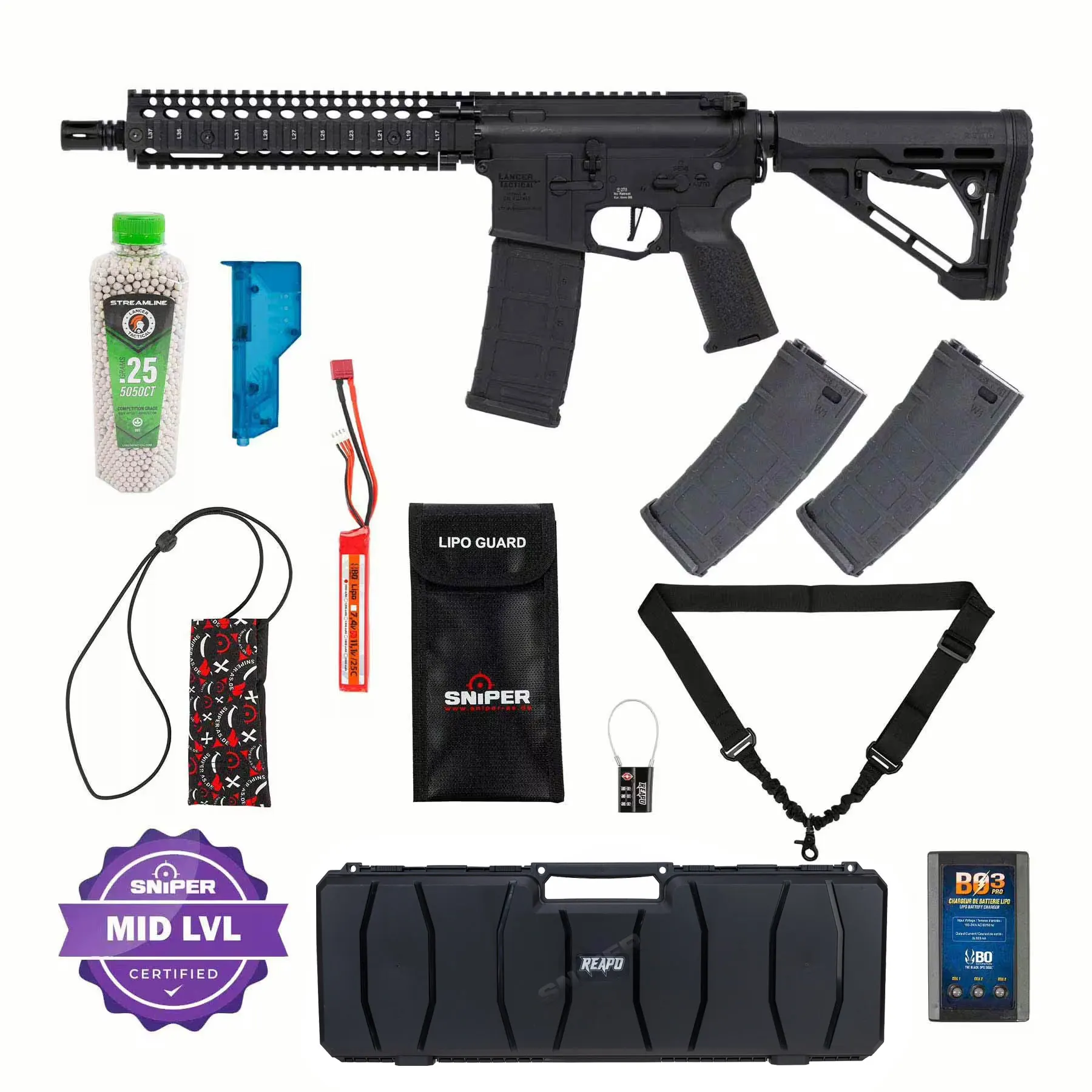 Einsteiger Set #4 - Lancer MK18 Gen3 ETU Full Metal (S)AEG, Black