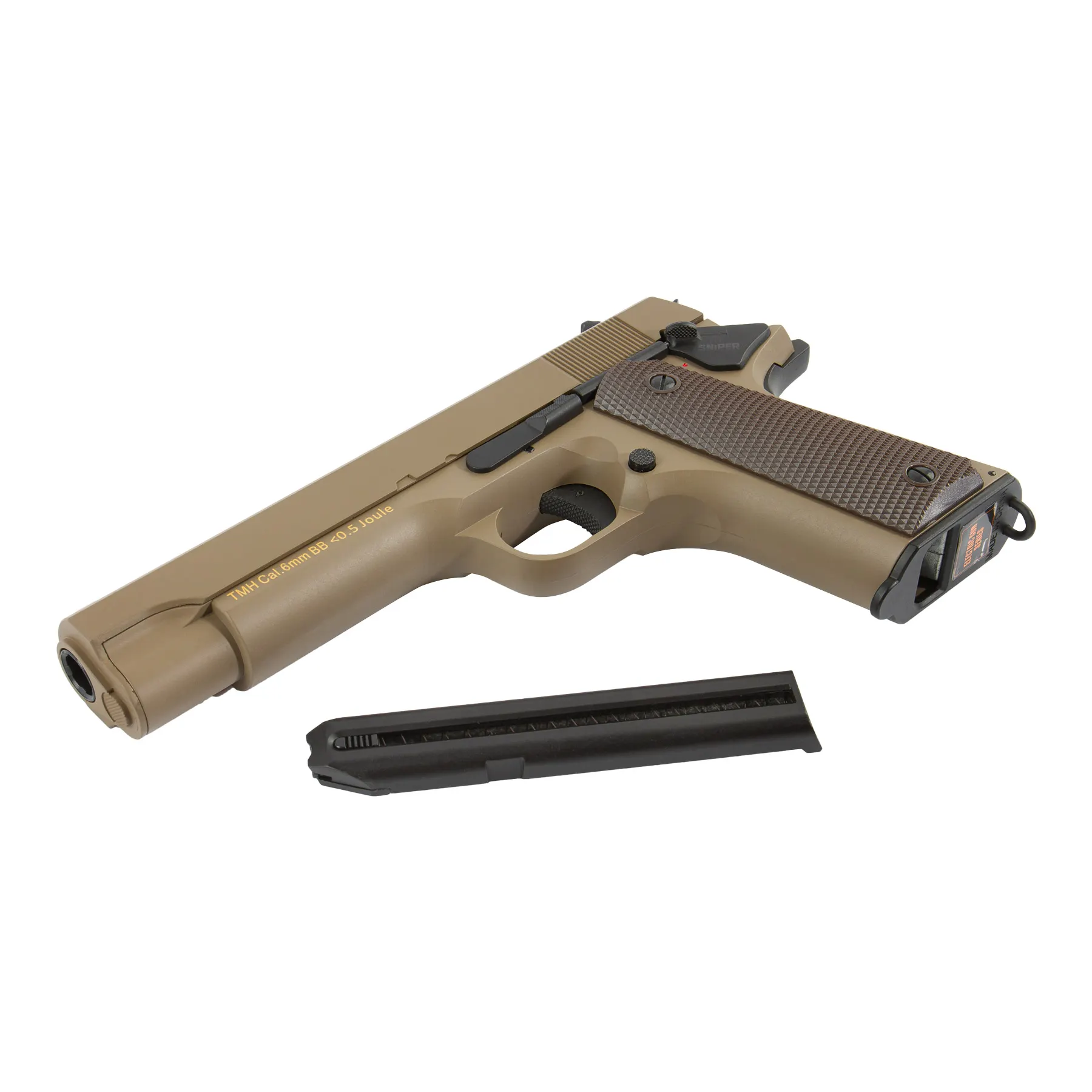 Cyma CM123 M1911 Tan AEP, 0,5 Joule Softair Pistole