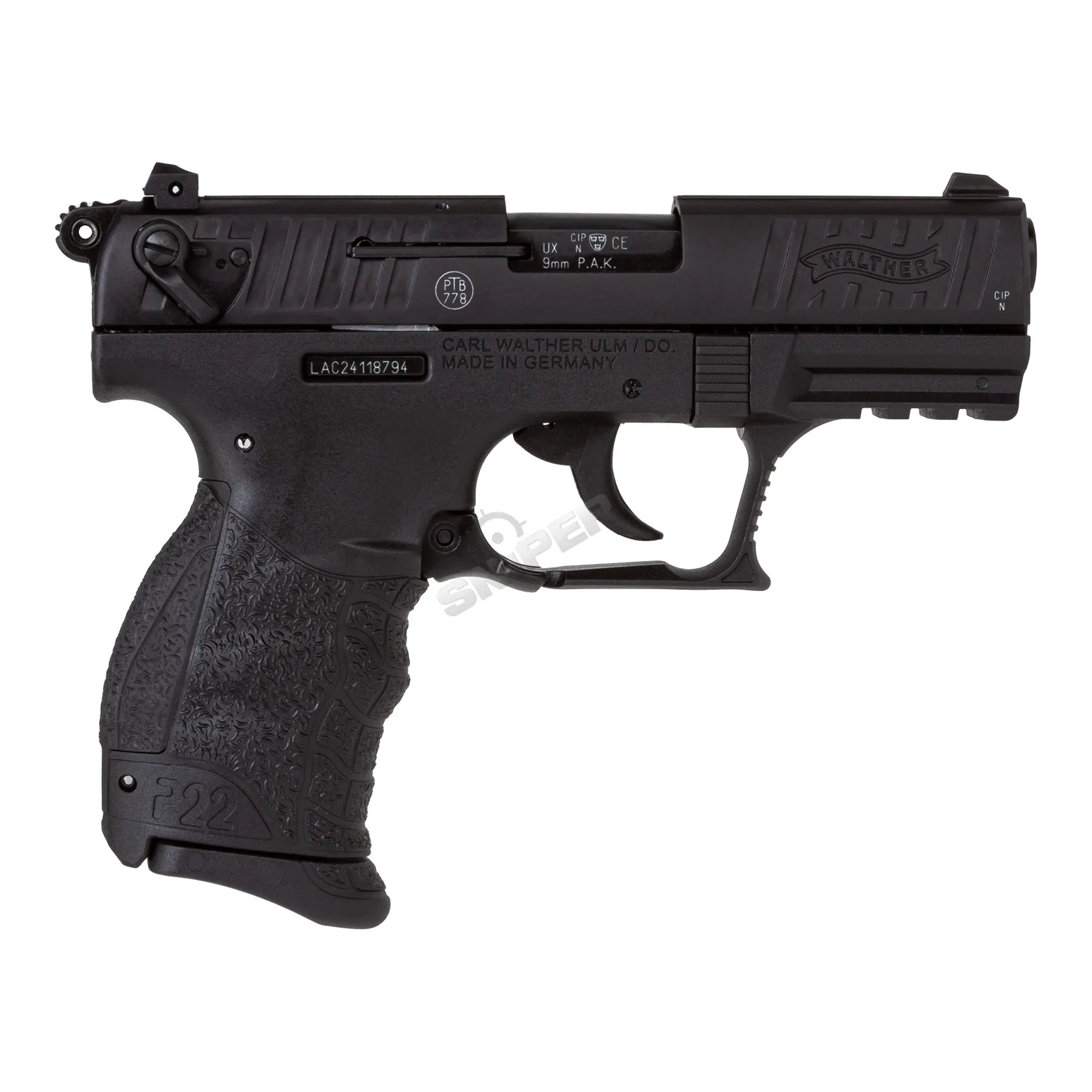 Walther P22Q 9mm P.A.K. Schreckschusspistole R2D-Kit, Black