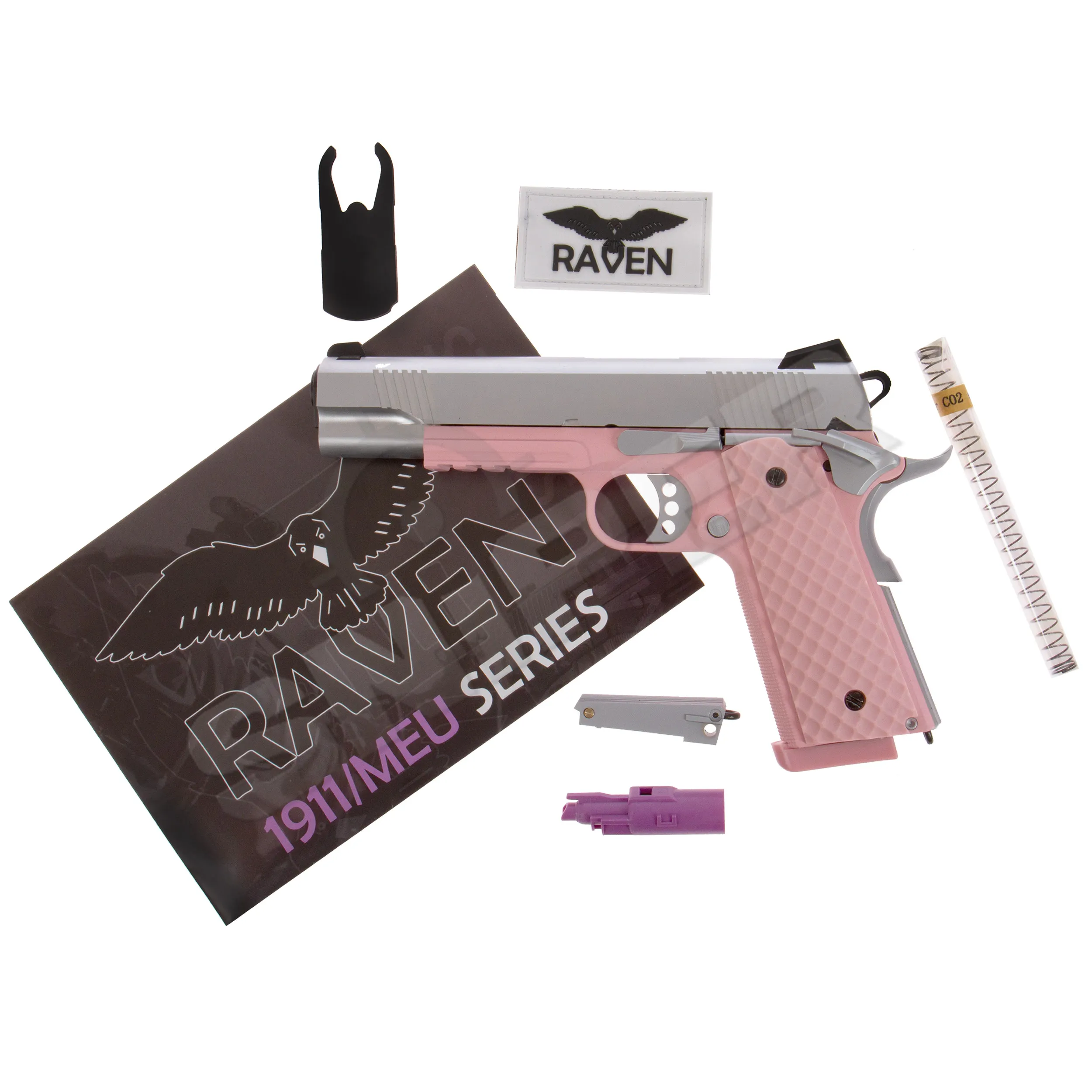 Raven 1911 MEU Railed GBB, Pink/Silver Raven 1911 MEU Railed GBB, Pink/Silver