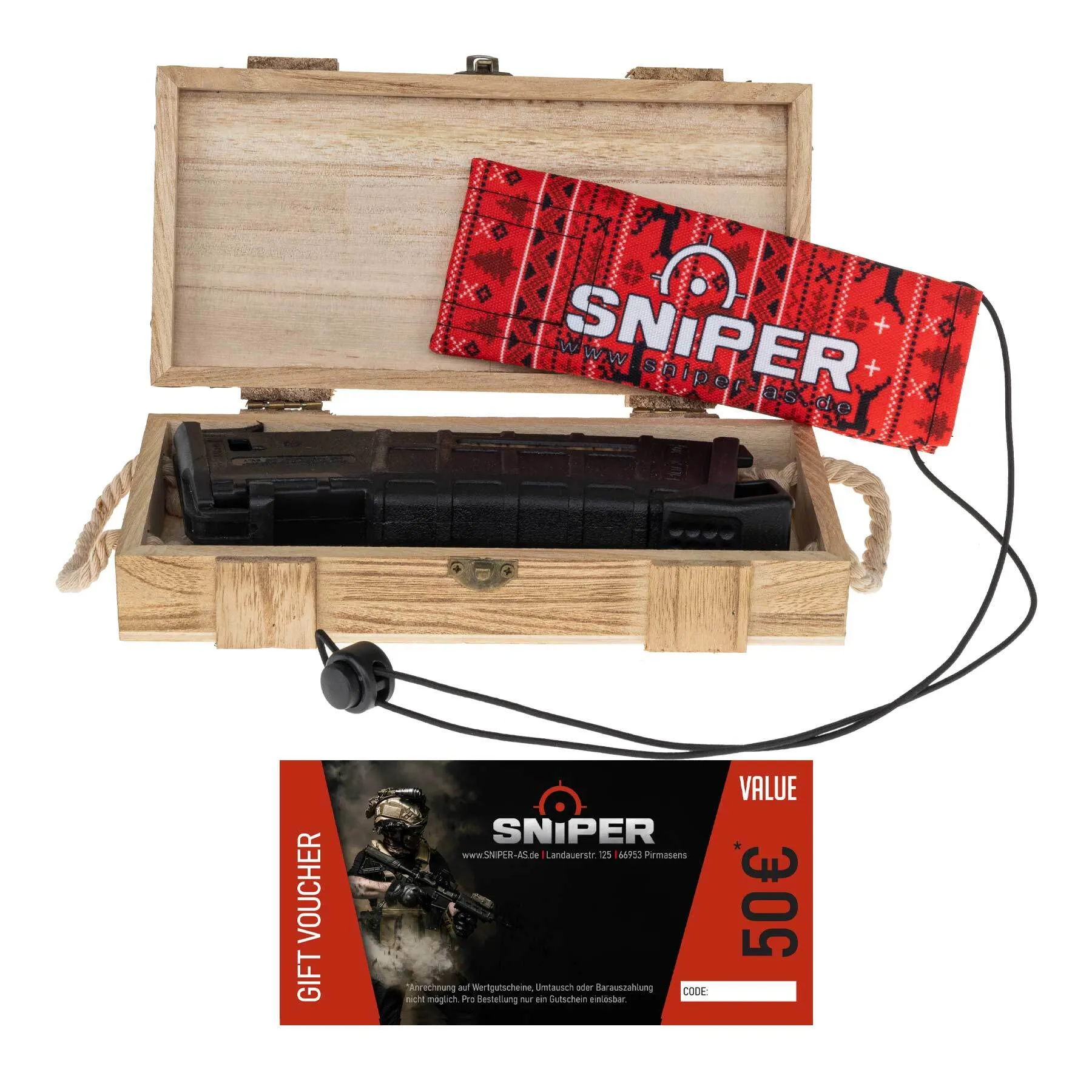 Christmas Box Deals - Sniper 50€ Gutschein & Laufsocke, Black
