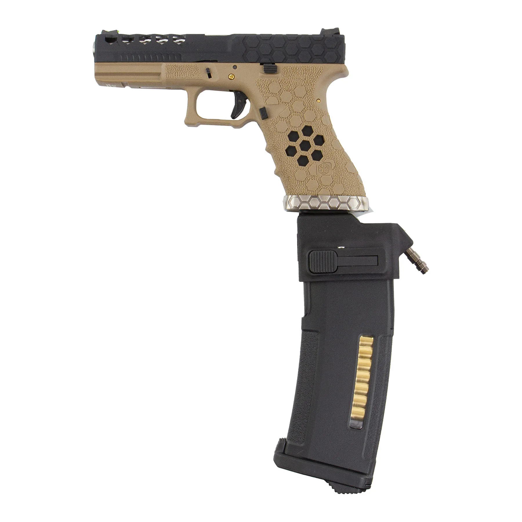 HPA Set SAC VX0111 + Bottle + Creeper HPA US Softair Pistole HPA Set SAC Custom VX0111 Hex Cut HPA US Softair Pistole