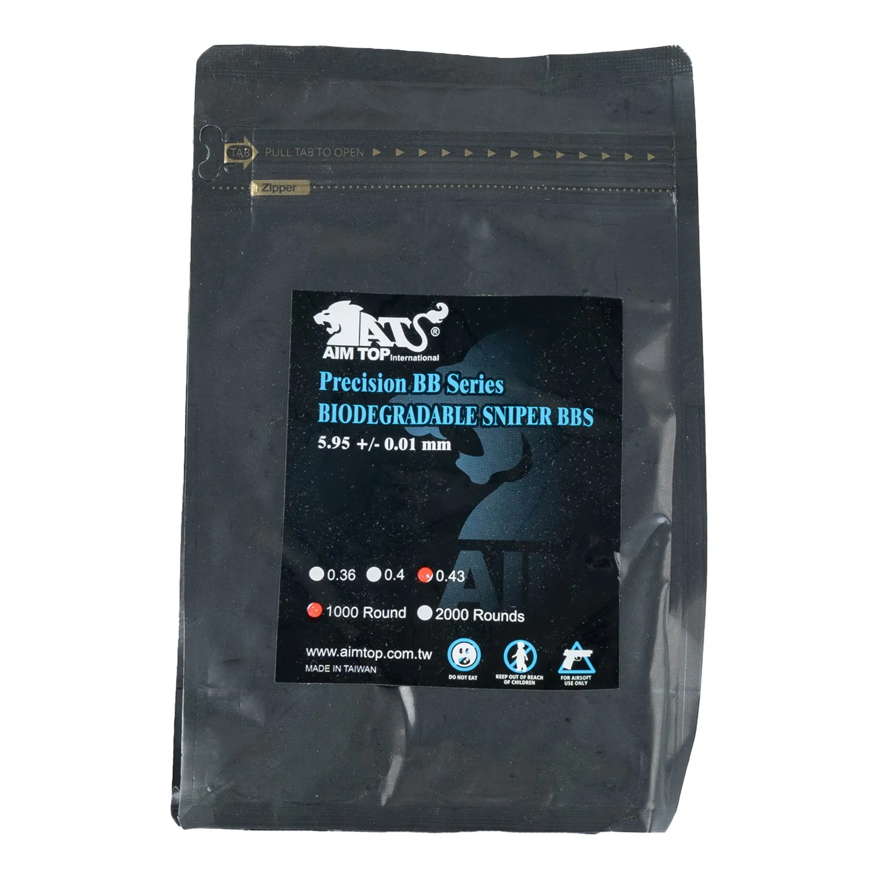 AIM TOP HEAVY BIO 0.43g BBs, 1000RND AIM TOP HEAVY BIO 0.43g BBs, 1000RND