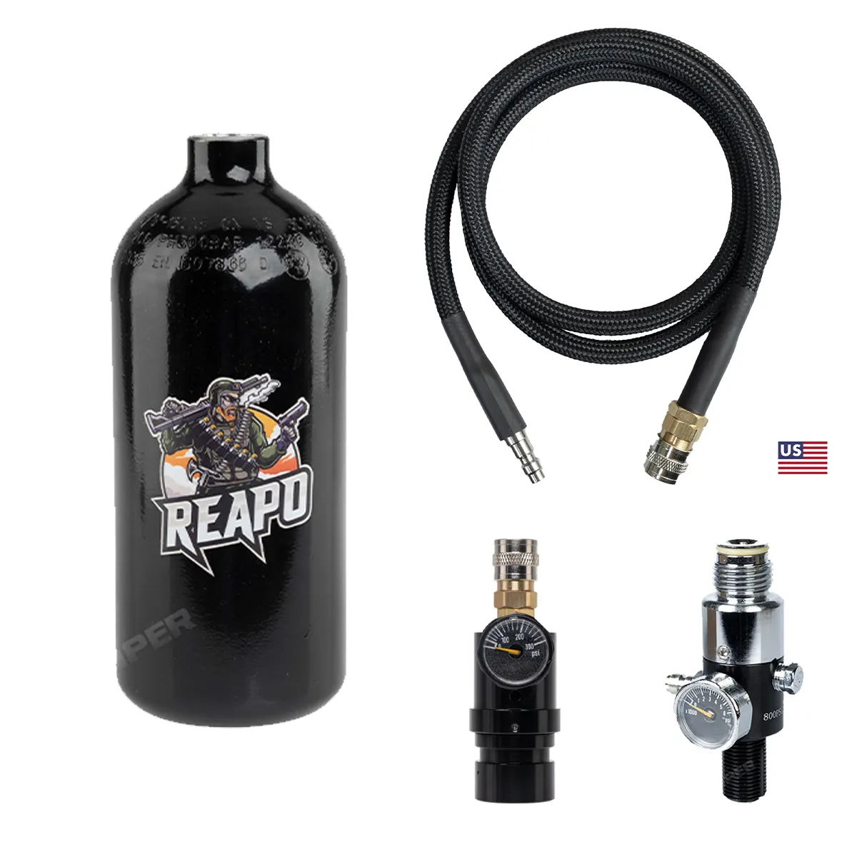 Reapo Twister MR Regulator Complete HPA Set Silver, US Top Version Reapo Twister MR Regulator Complete HPA Set Silver, US Top Version