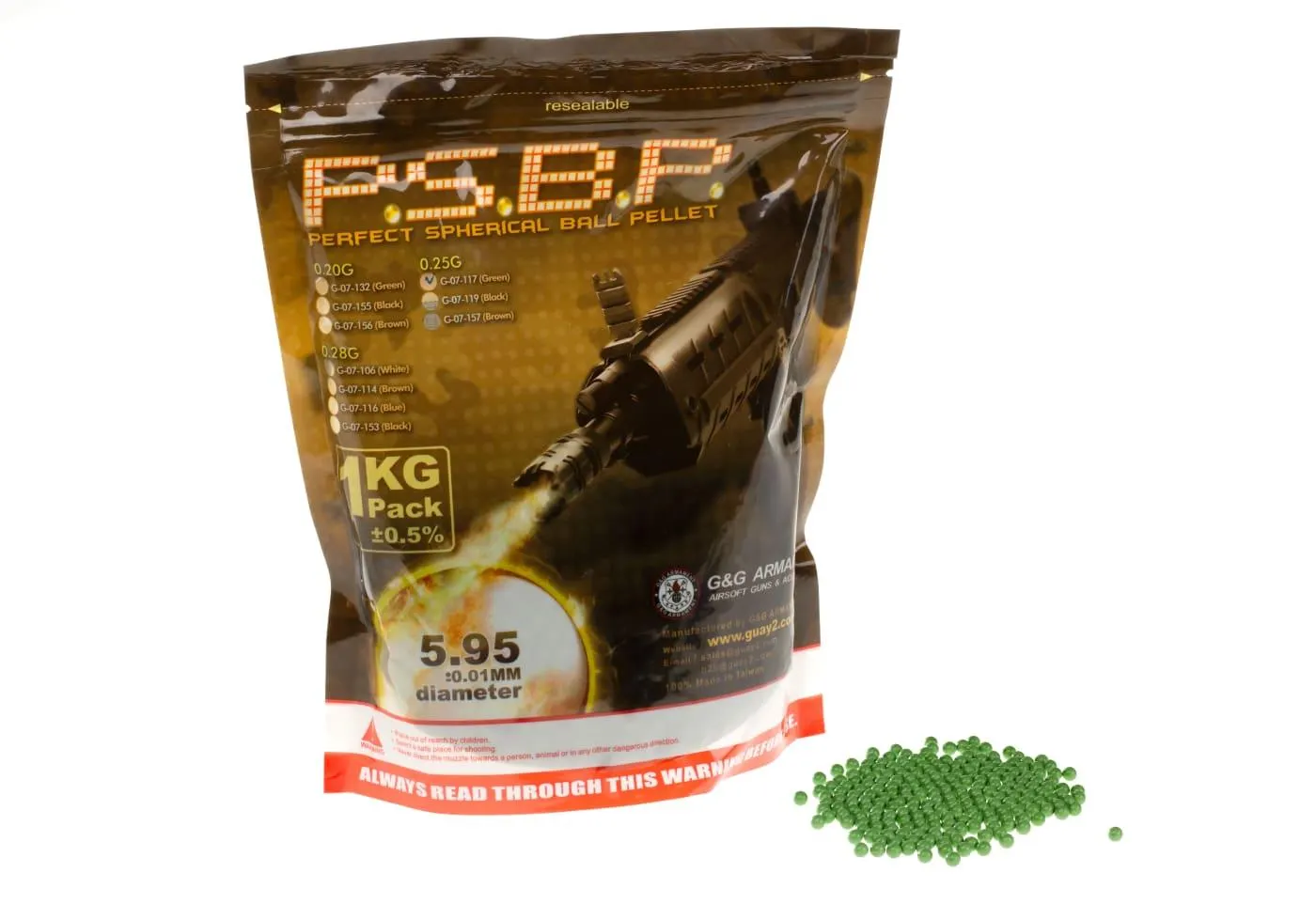 G&G 0,25g Perfect BBS Green, 4000rds