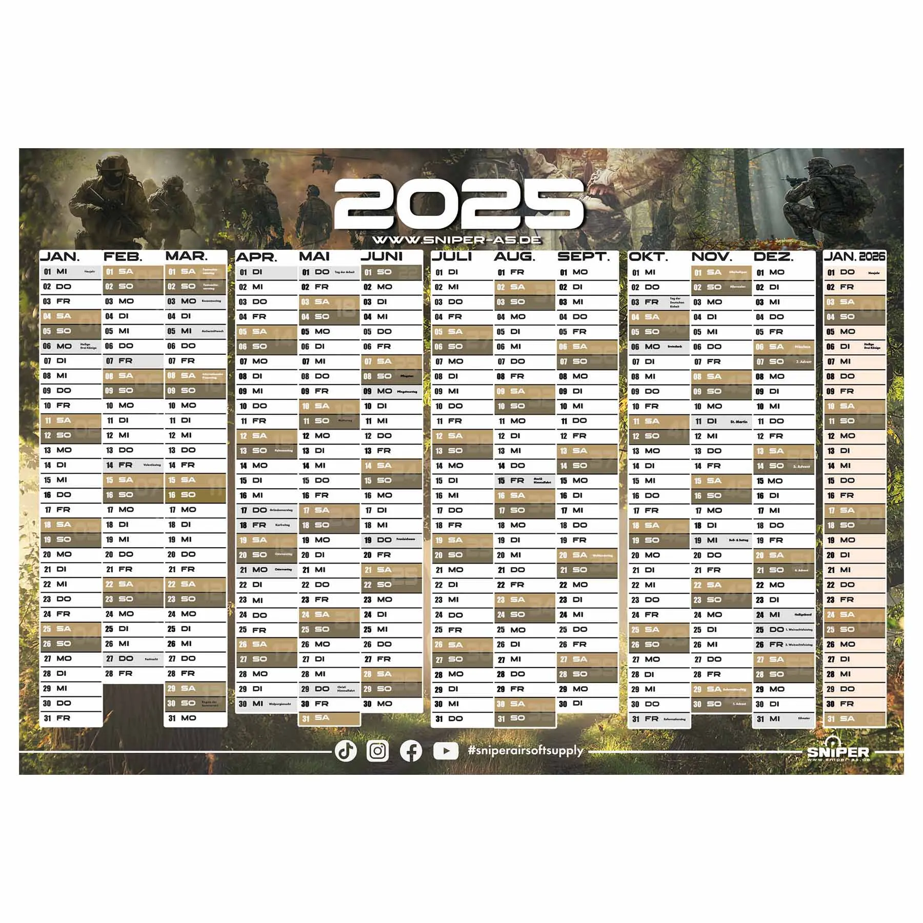 Sniper Jahreskalender 2025, A1 84x59 cm